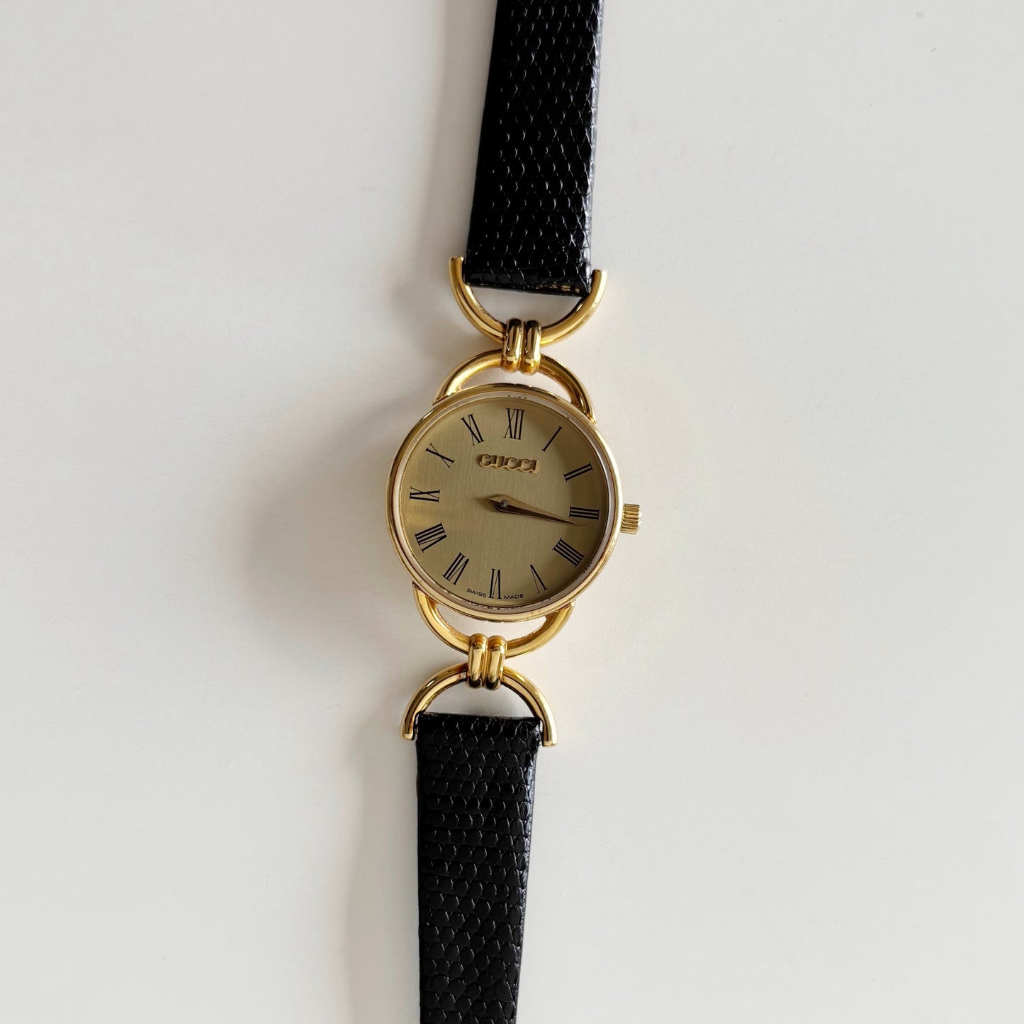 Gucci 1990s Gold Dial Horsebit Gold Plated Watch