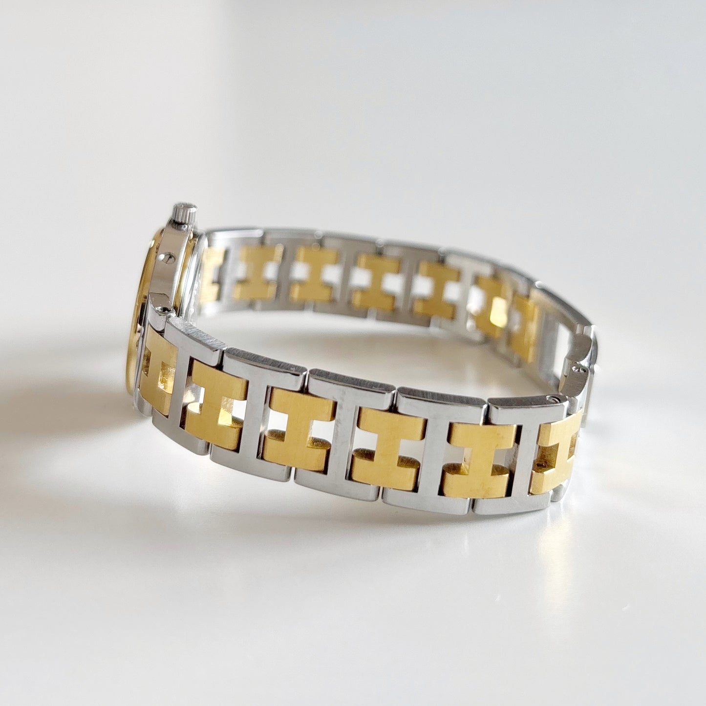 Hermes 1990s Clipper Date Round Dial Two Tone Watch