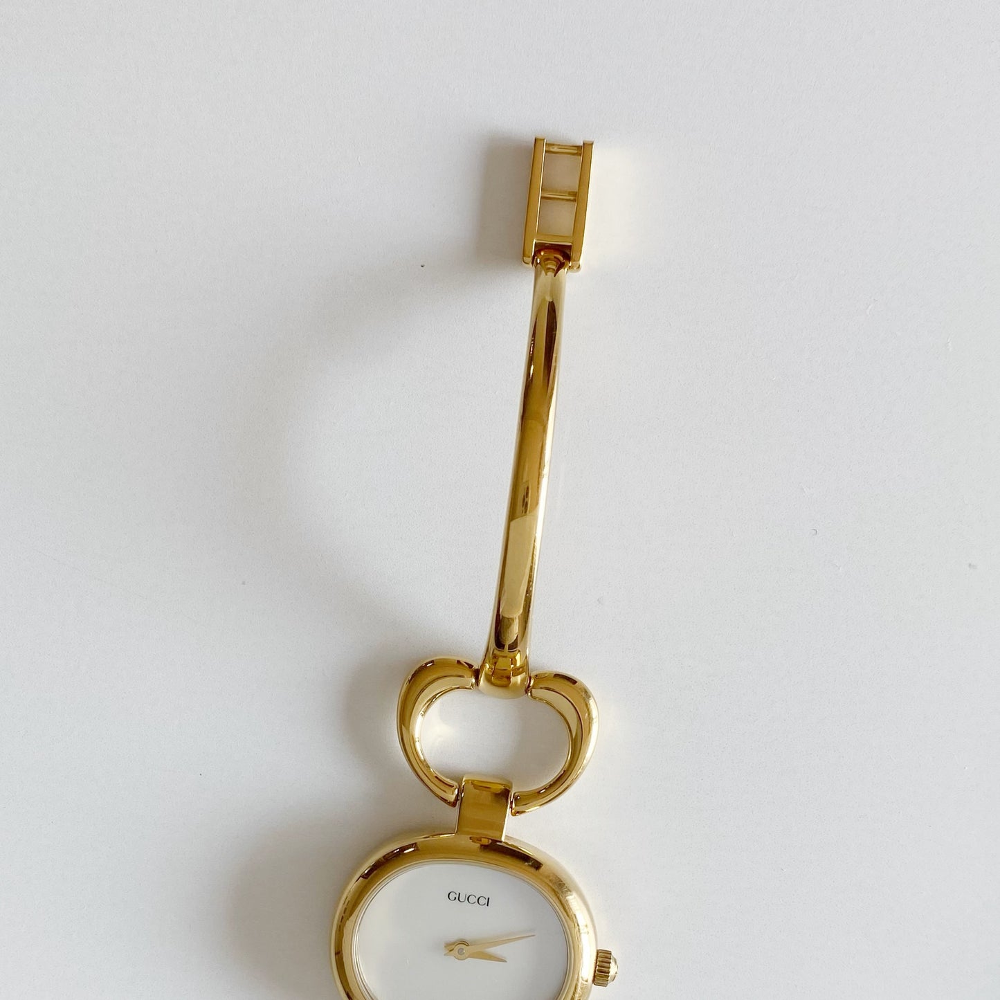 Gucci 1990s Seashell Dial Gold Plated Bangle Watch