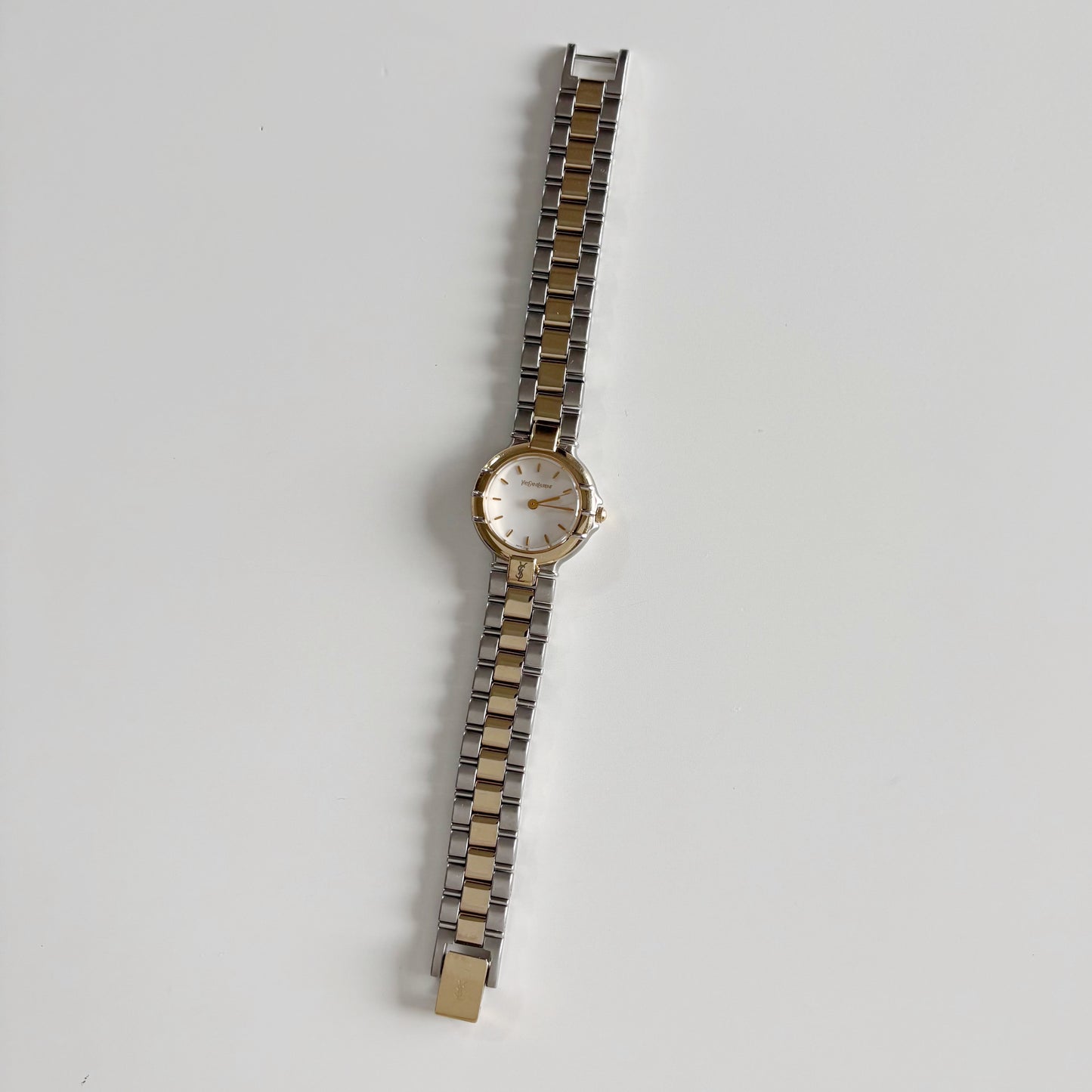 Yves Saint Laurent 1990s Round Dial Two Tone Watch