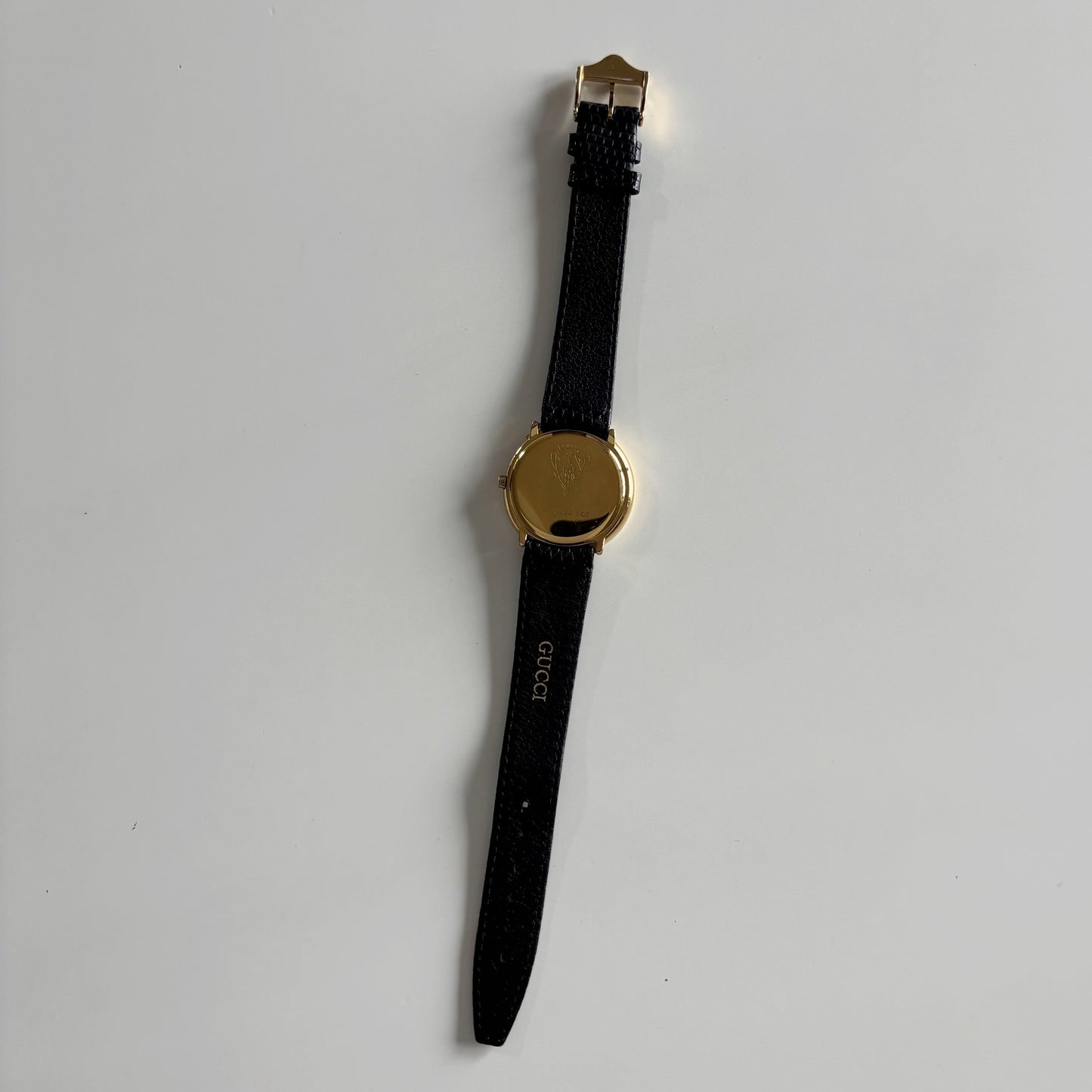 Gucci 1980s Black G Dial Gold Plated Watch (Large)