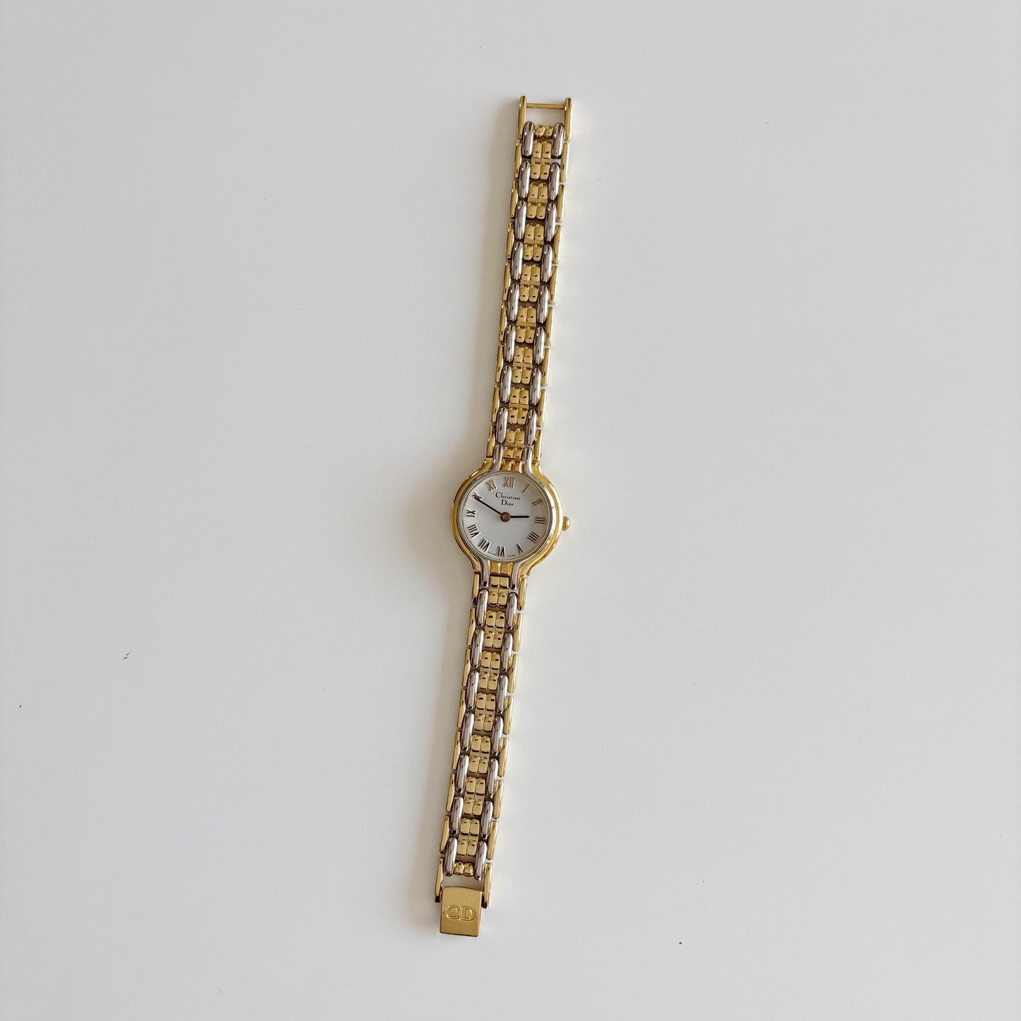 Dior 1990s Round Dial Two Tone Watch