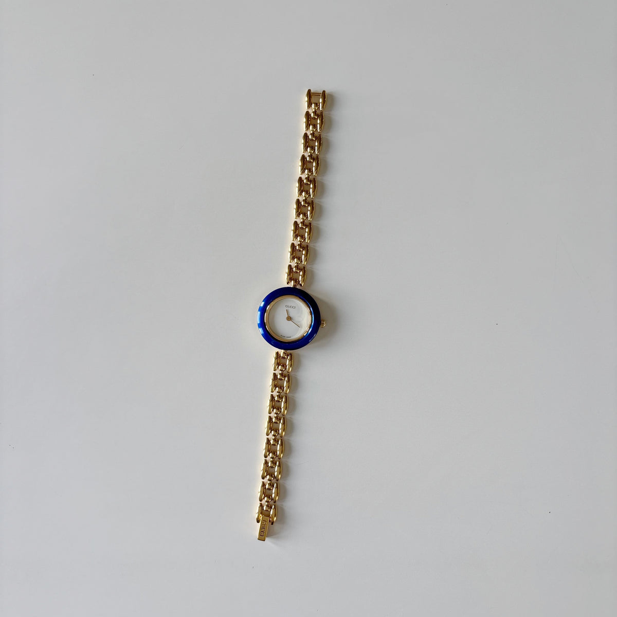 Gucci 1990s Interchangeable Bezel Gold Plated Rice Chain Watch with 6 bezels, case (170mm)