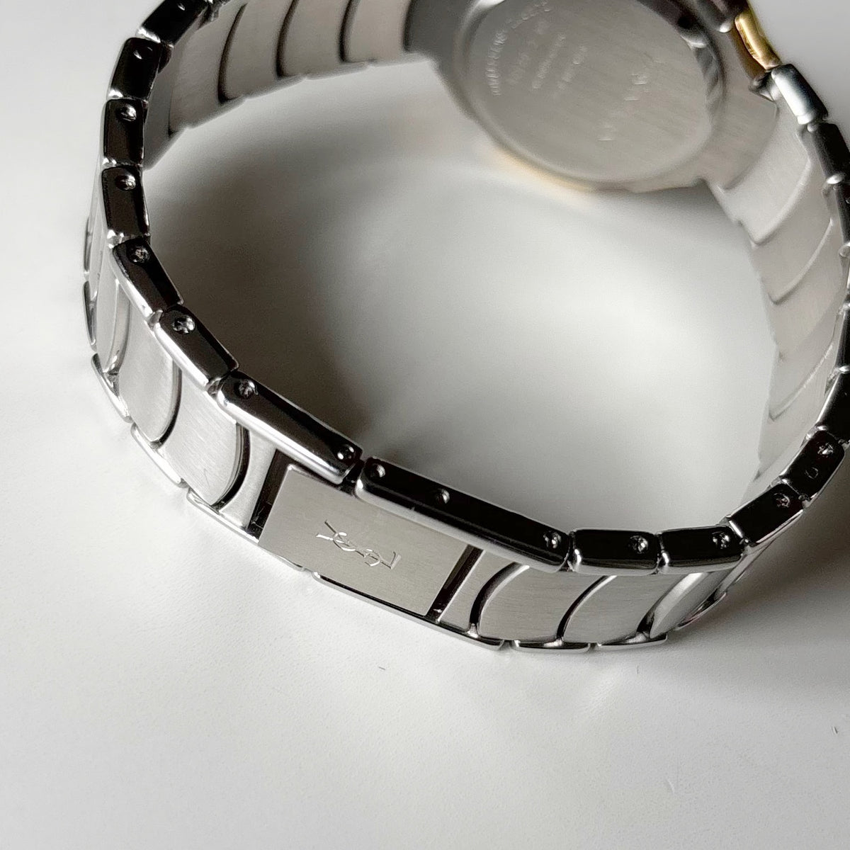 Yves Saint Laurent 1990s Round Dial Date Two-Tone Gold-Plated Watch