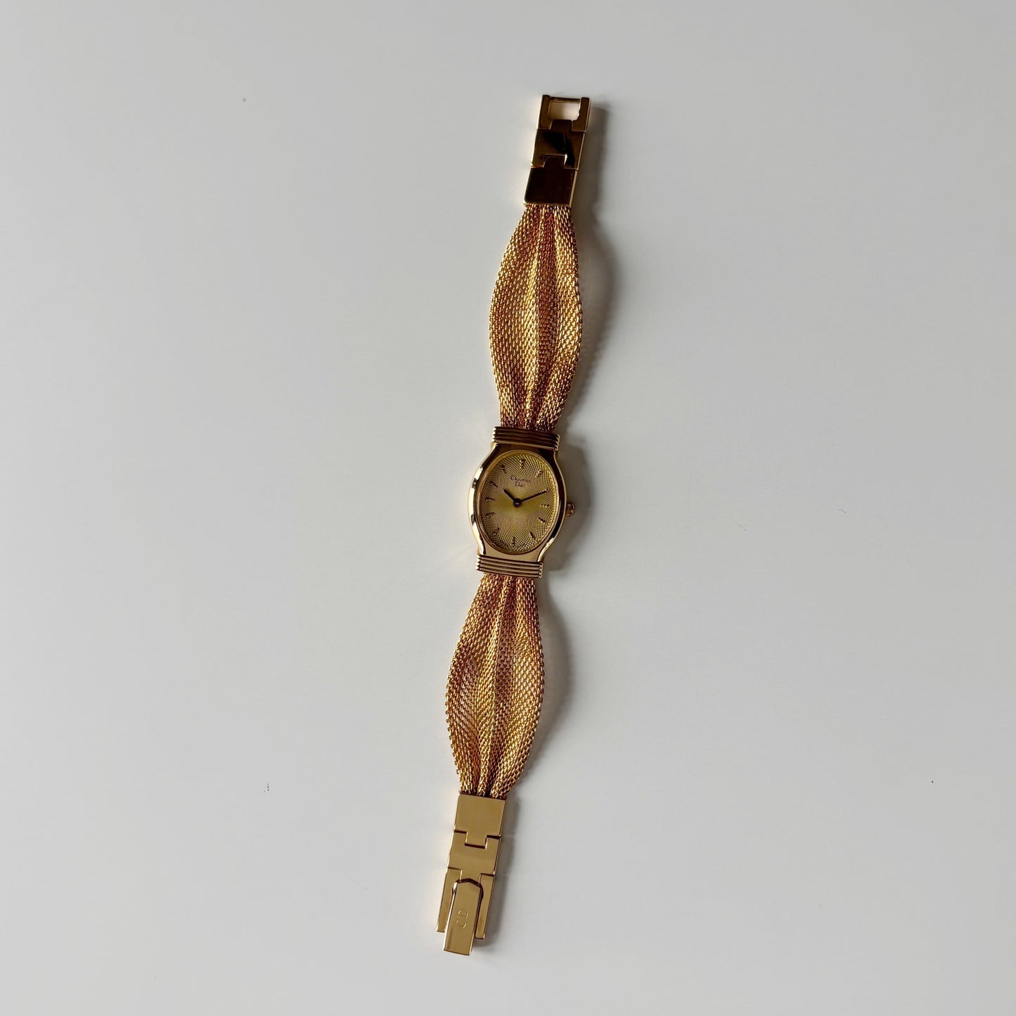 Dior 1990s Gold Oval Dial Gold Plated Watch