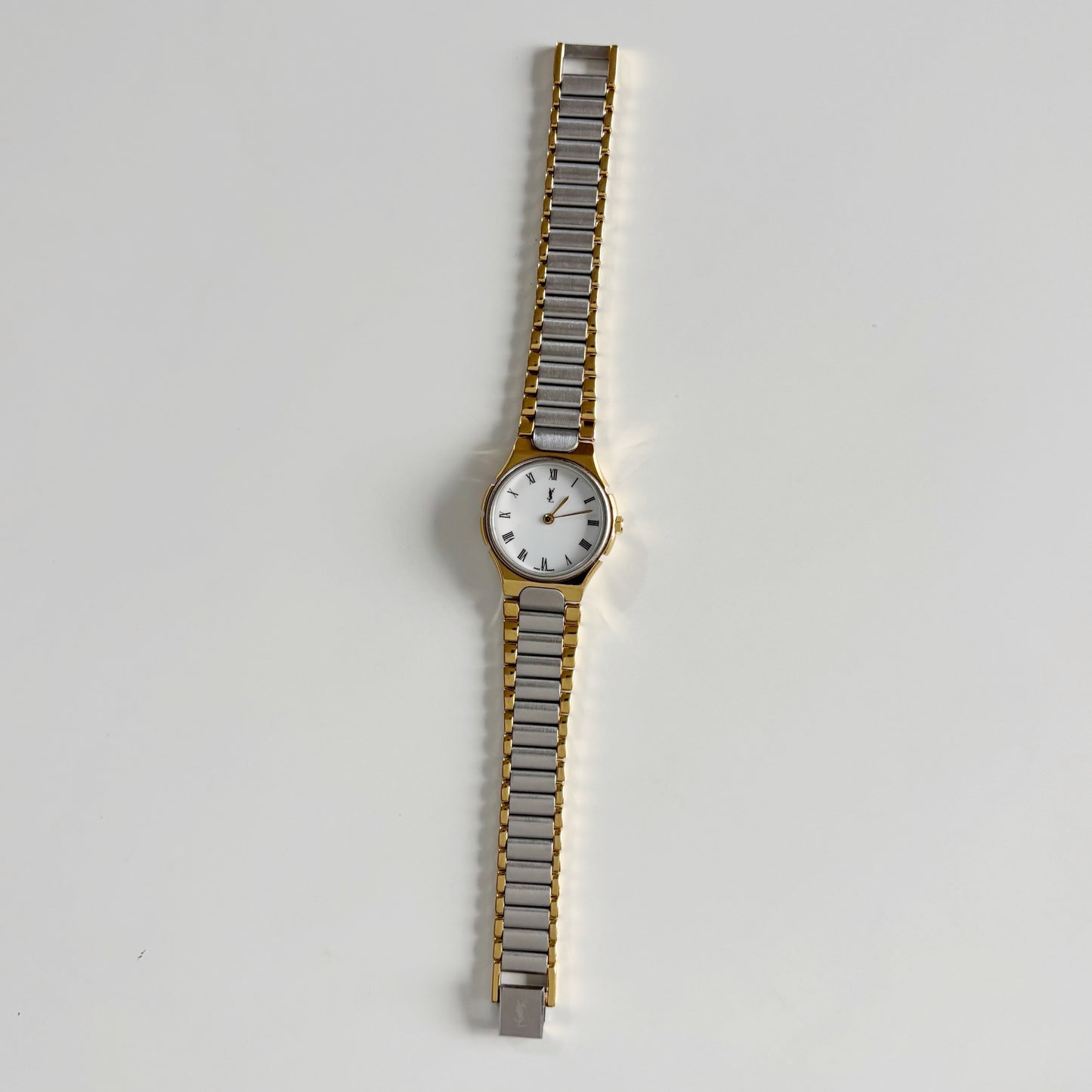 Yves Saint Laurent 1990s Round Dial Two Tone Watch
