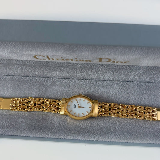 Dior 1990s Oval Dial Gold Plated Watch