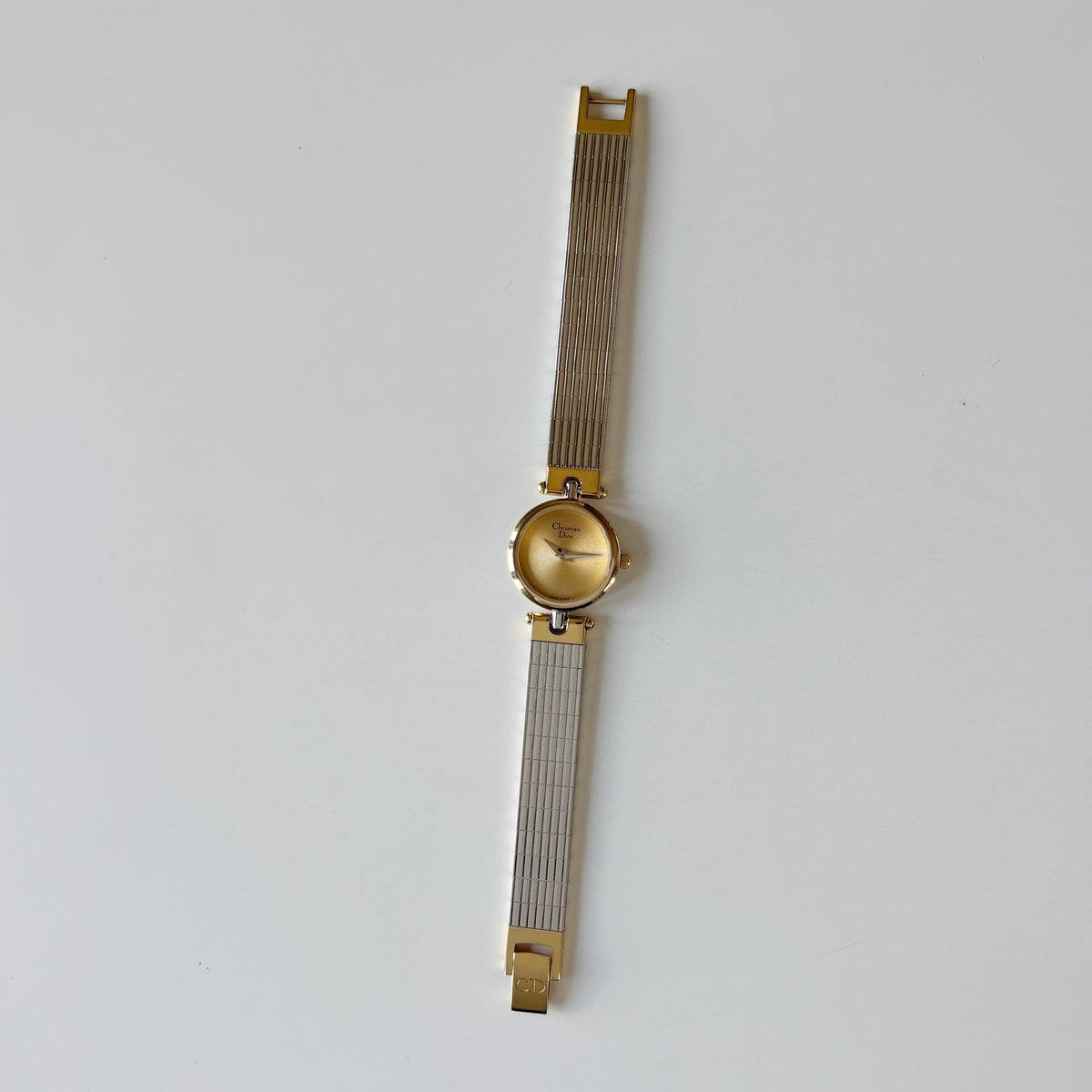 Dior 1990s Round Dial Gold Plated Two Tone Watch