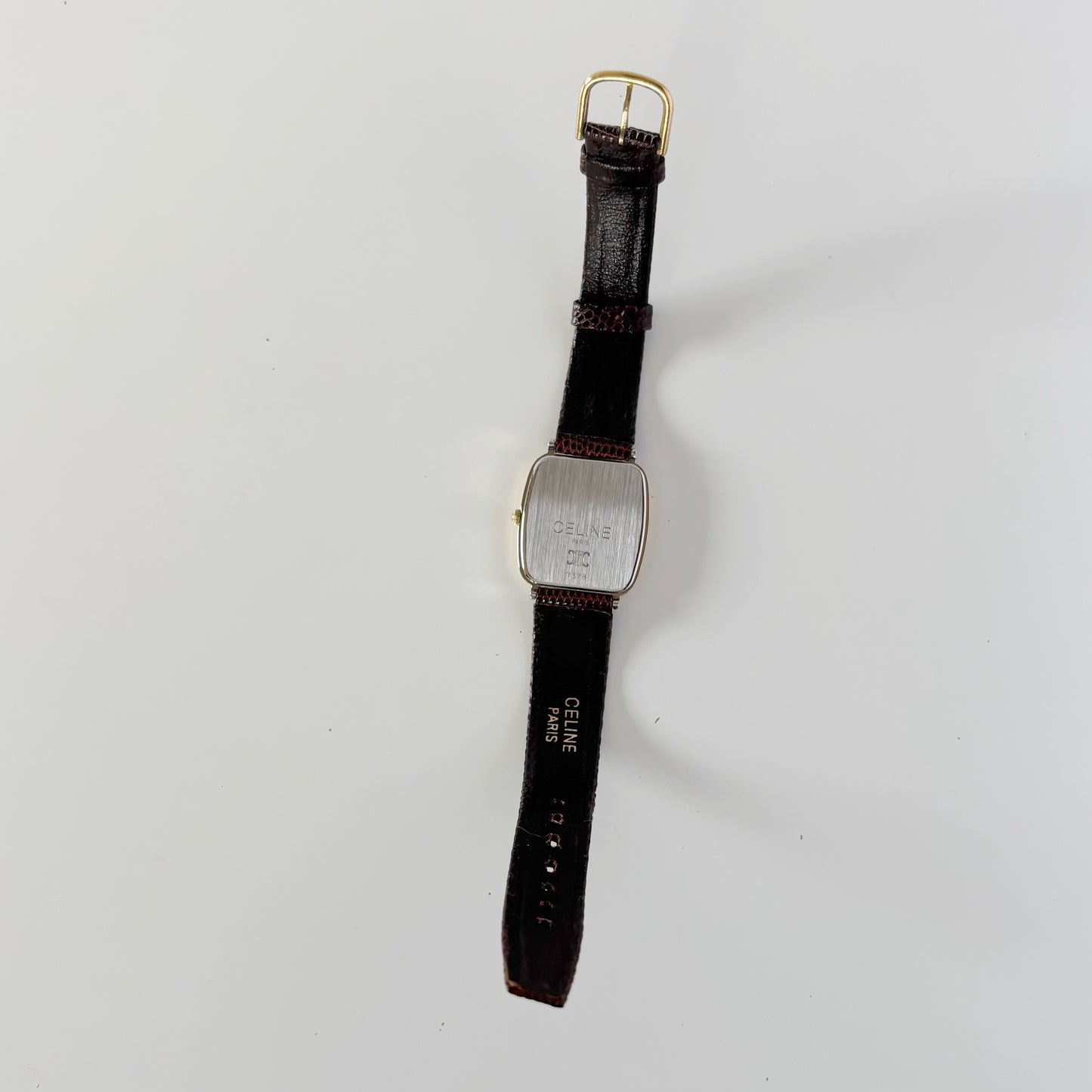 Celine 1980s Rectangular Dial Two Tone Watch (Large)