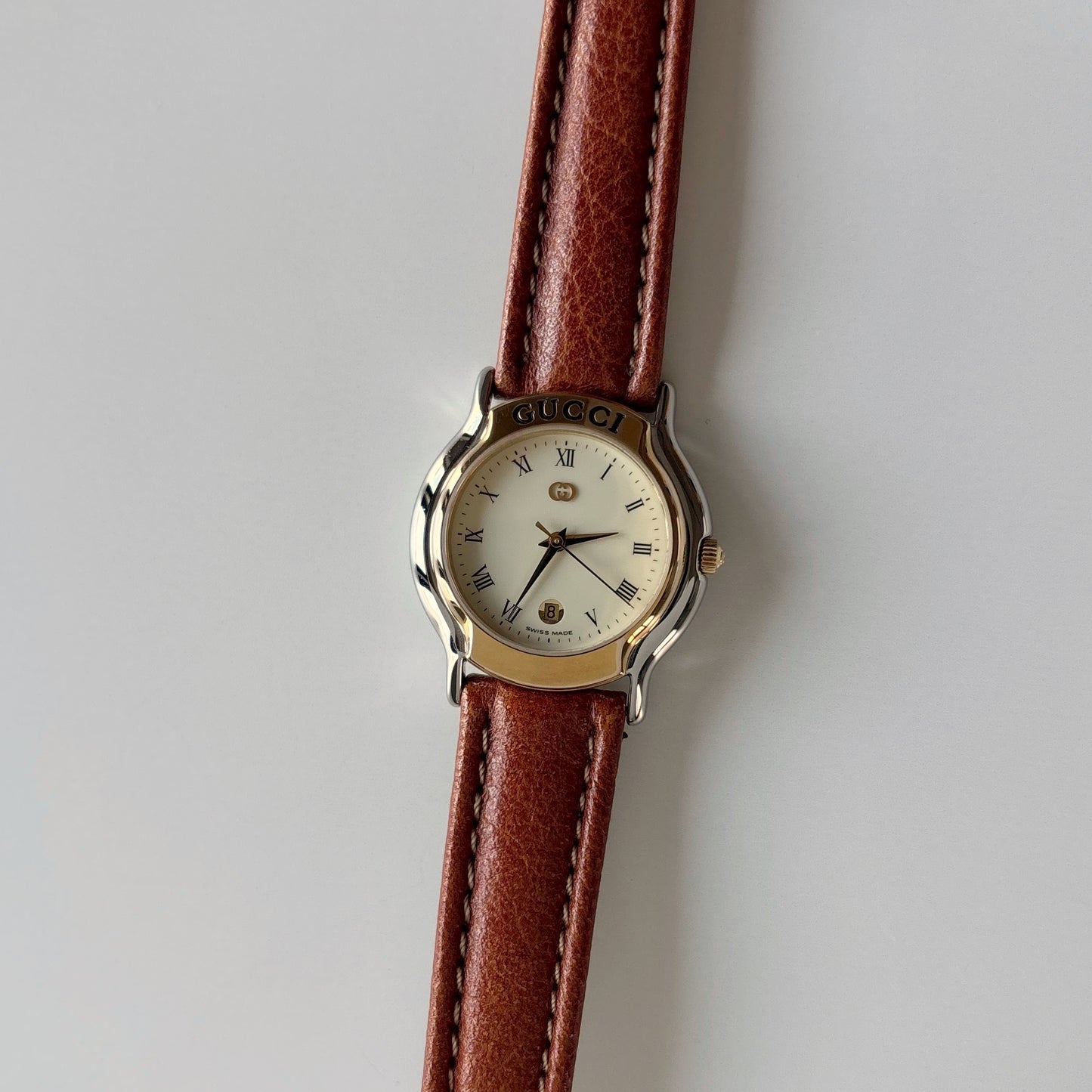 Gucci 1990s Date Round Dial Two Tone Watch