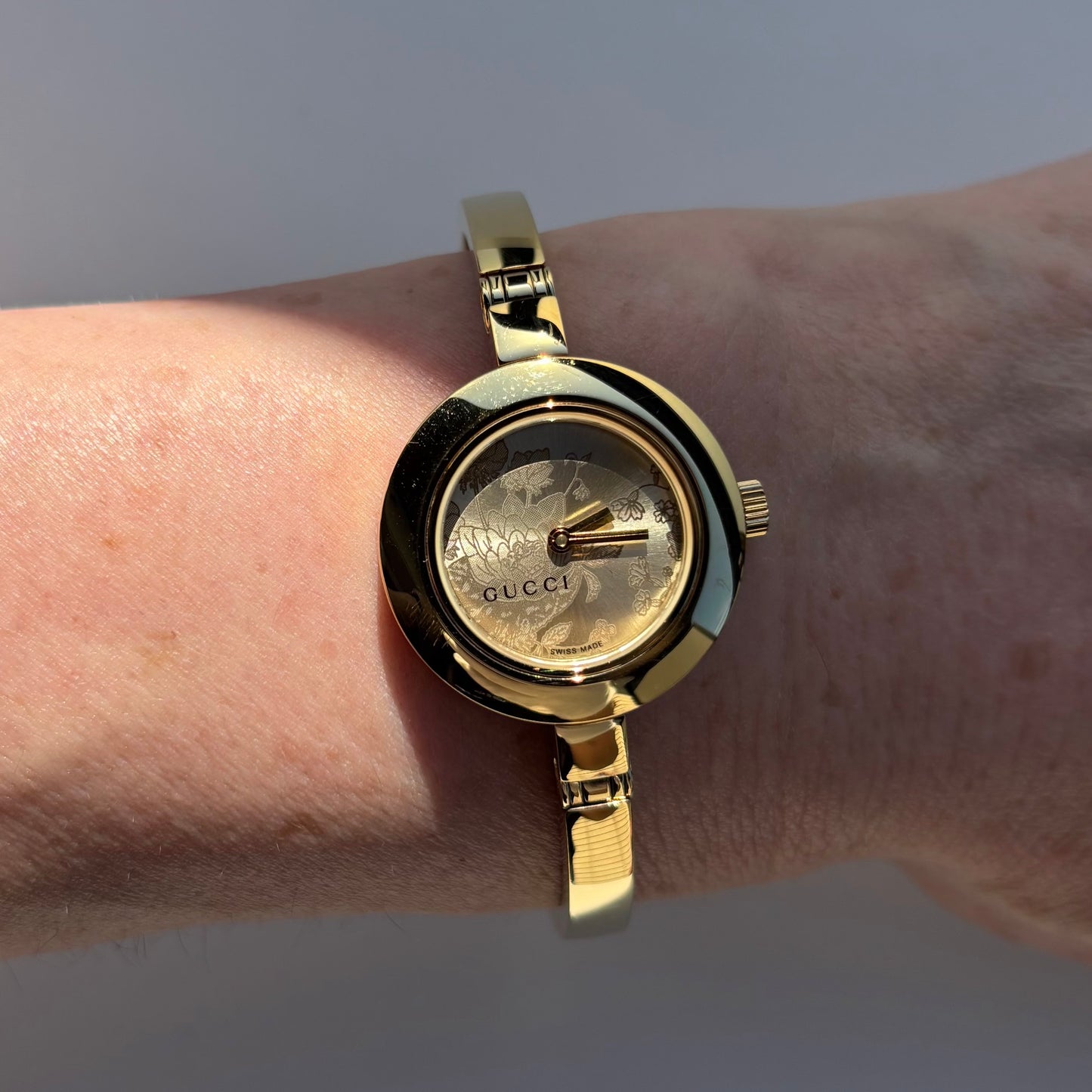 Gucci Early 2000s Gold Plated Bangle Watch
