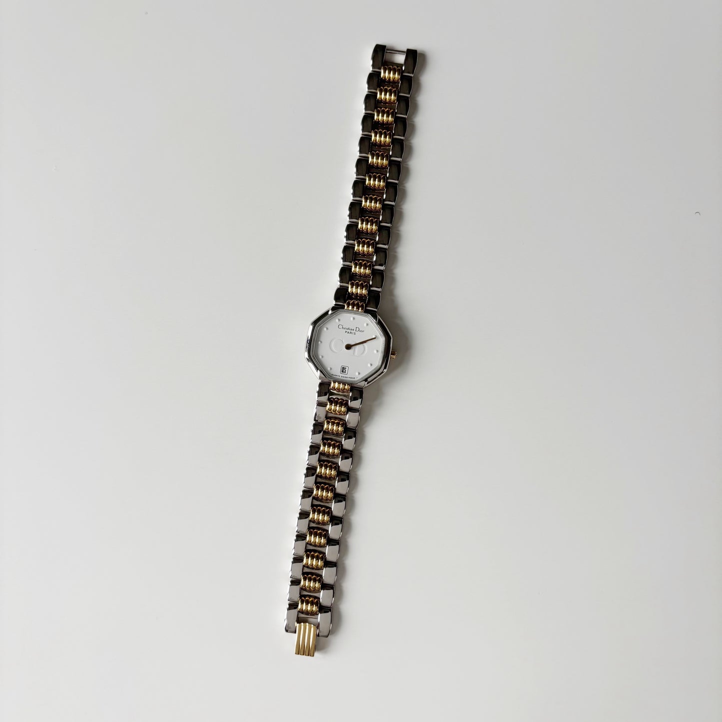 Dior 1990s Date Octagon Two Tone Watch