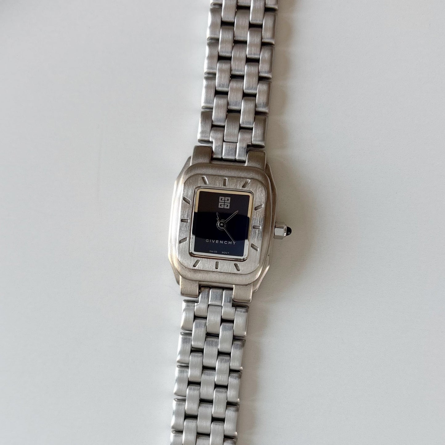 Givenchy 1990s Black Dial Silver Watch