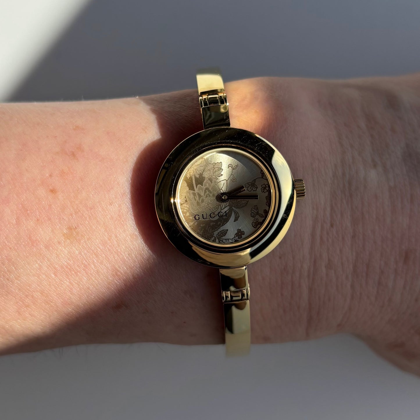 Gucci Early 2000s Gold Plated Bangle Watch
