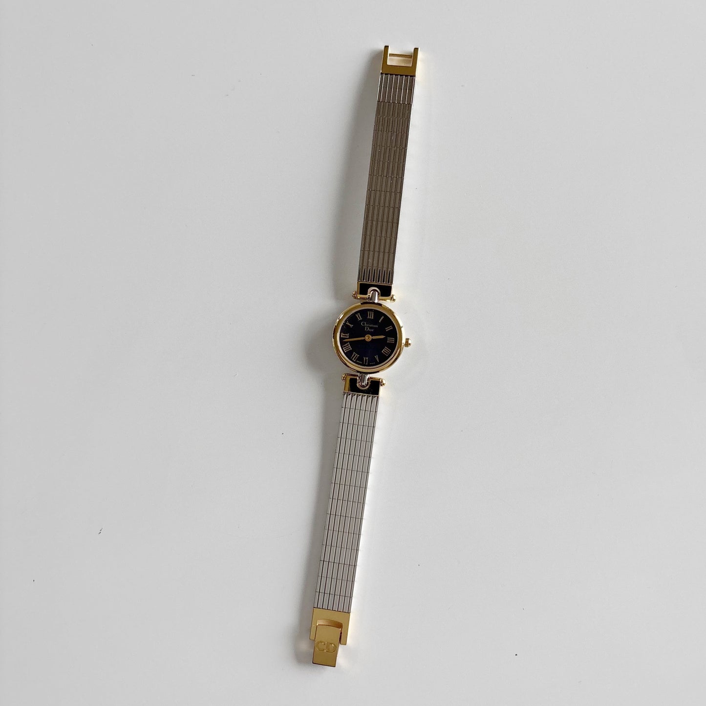 Dior 1990s Navy Dial Gold Plated Two Tone Watch