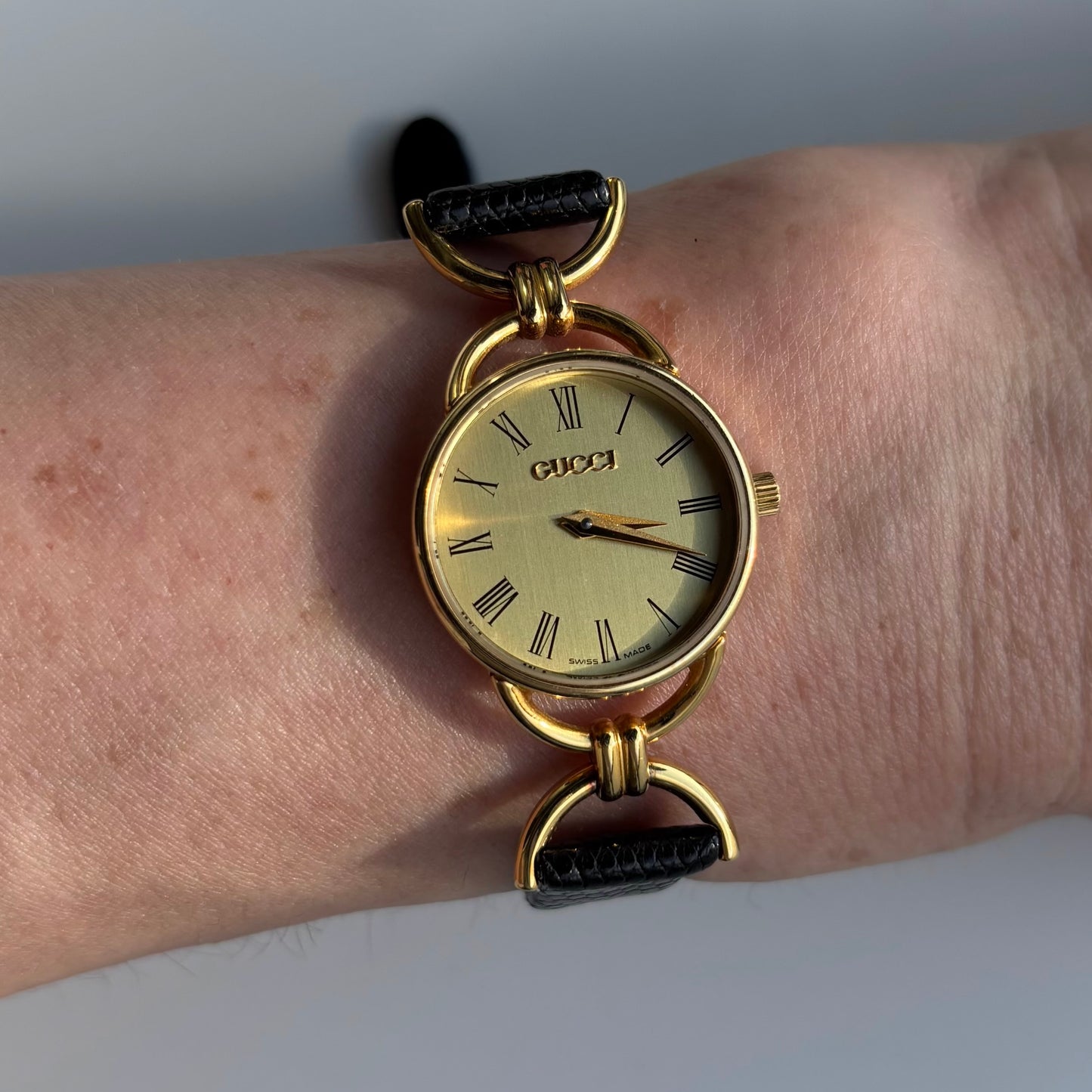 Gucci 1990s Gold Dial Horsebit Gold Plated Watch