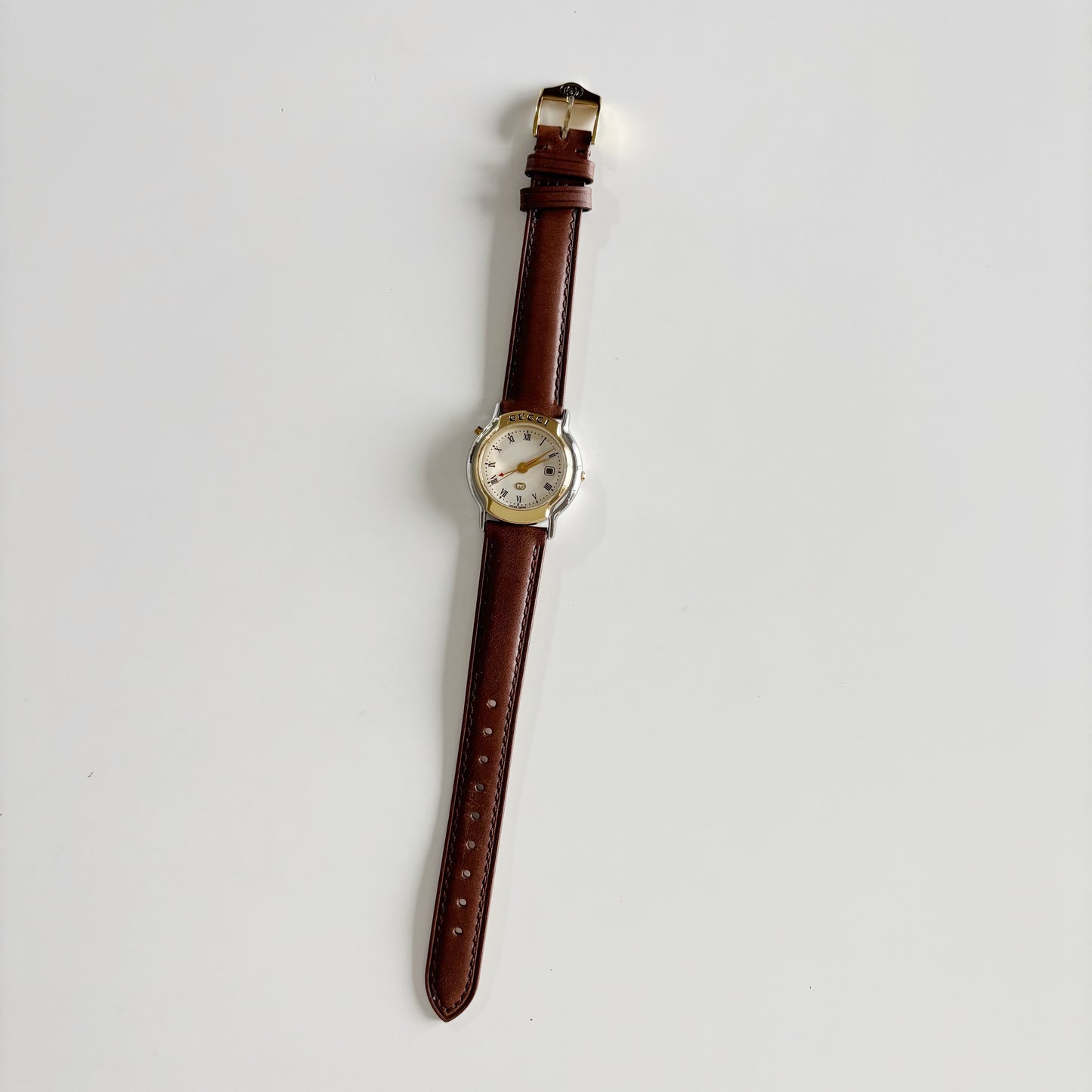 Gucci 1990s Date Round Dial Two Tone Watch (Large)