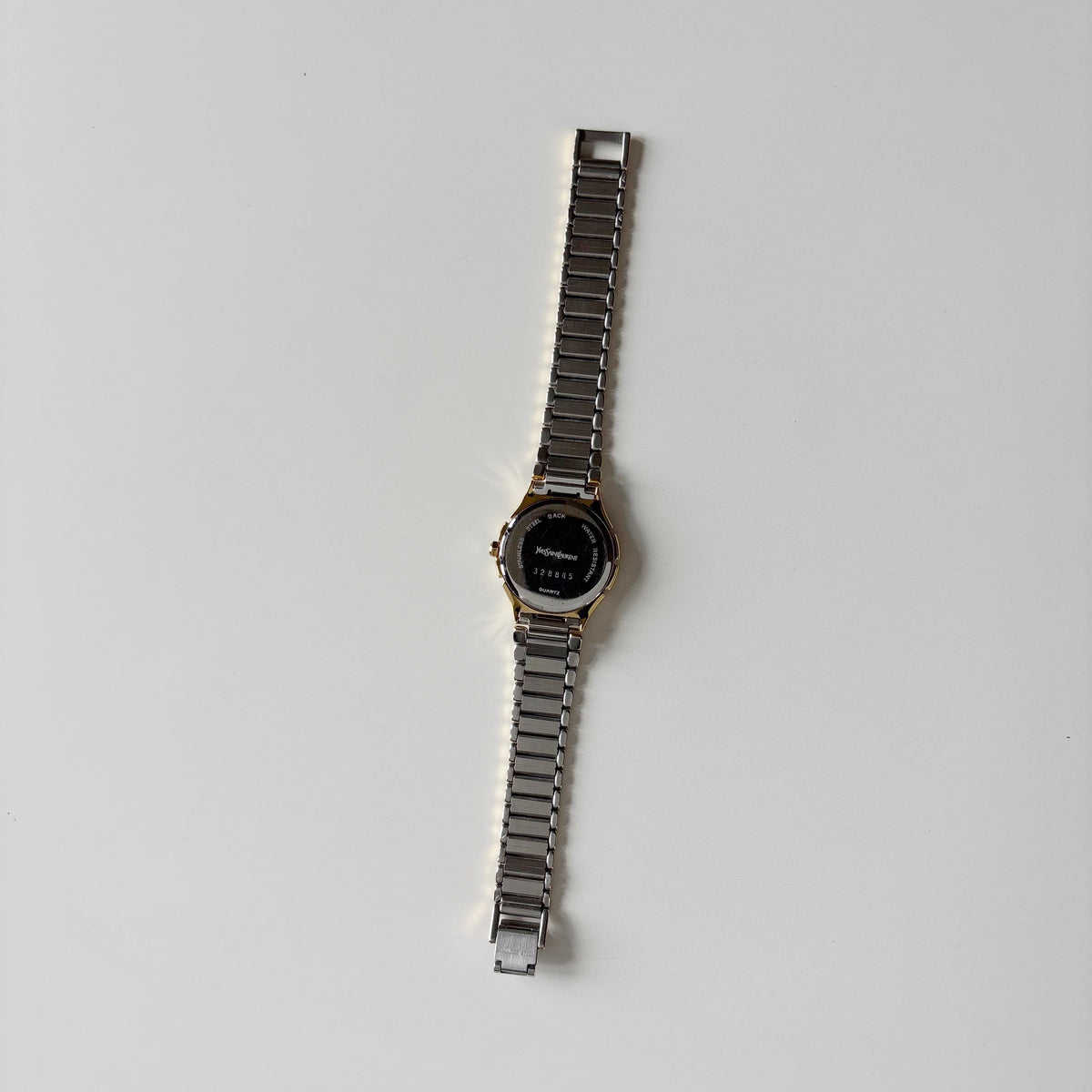 Yves Saint Laurent 1990s Navy Round Dial Two Tone Gold Plated Watch