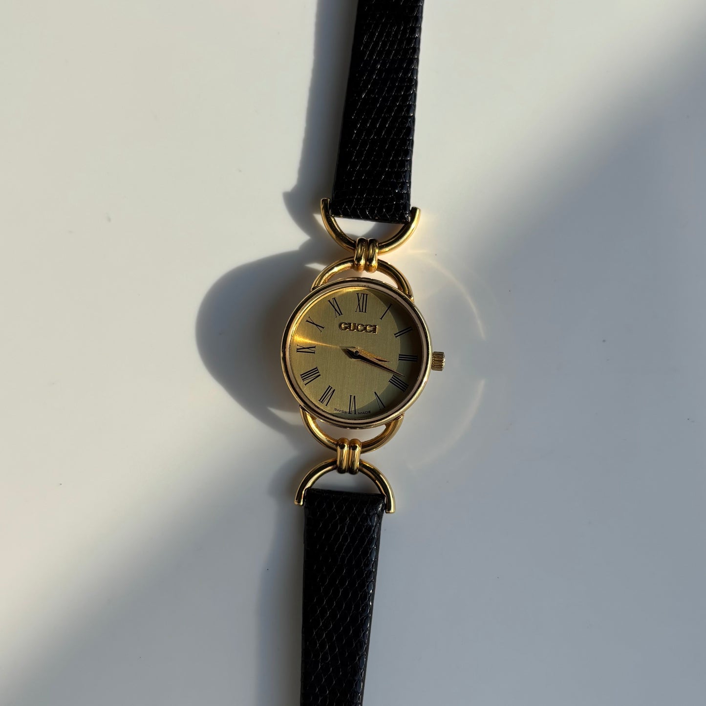 Gucci 1990s Gold Dial Horsebit Gold Plated Watch