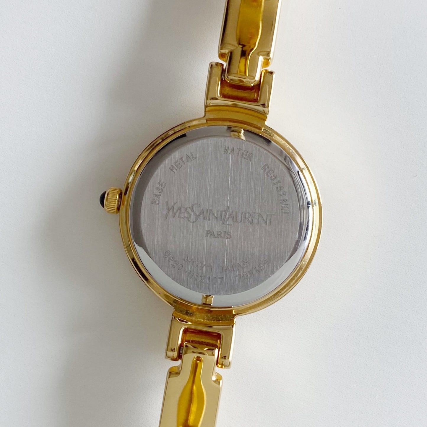 Yves Saint Laurent Seashell Dial Gold Plated Bangle Watch