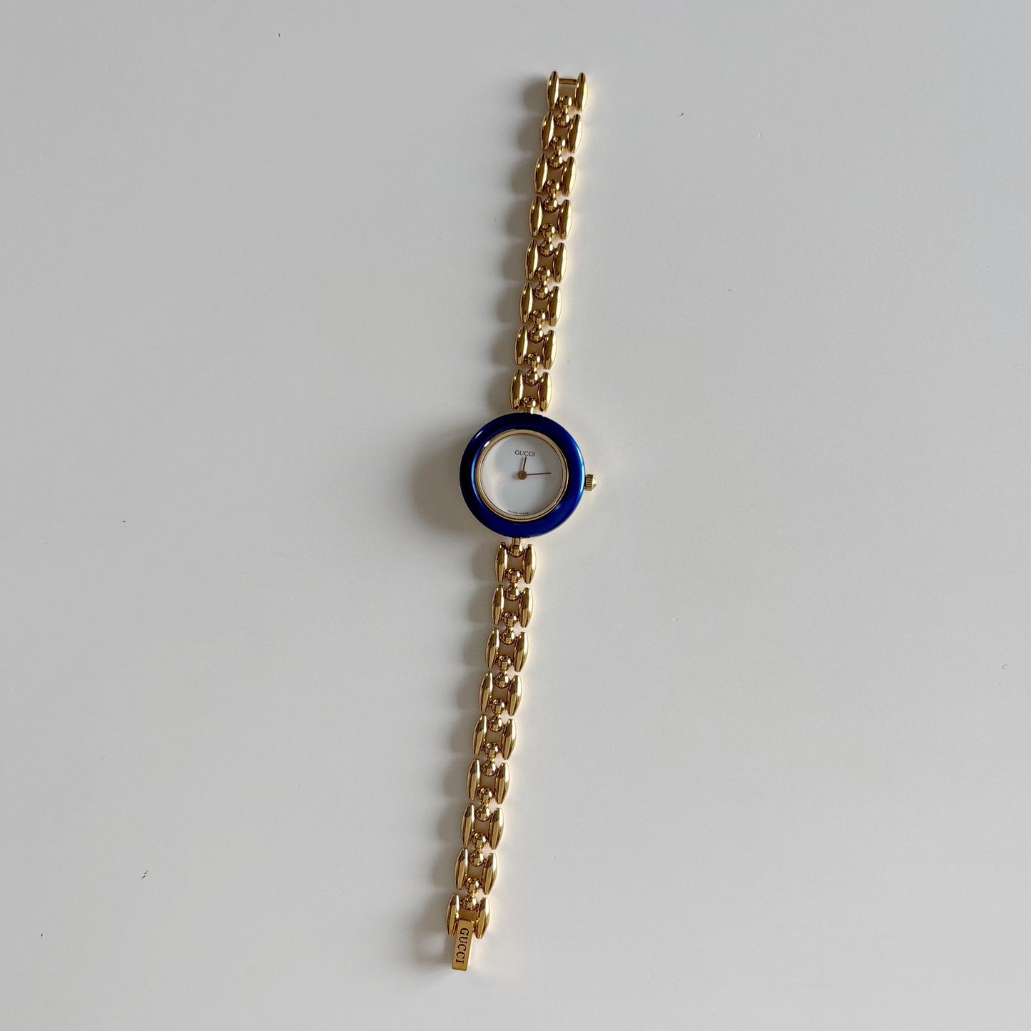Gucci 1990s Interchangeable Bezel Gold Plated Rice Chain Watch with 6 bezels, case (172mm)