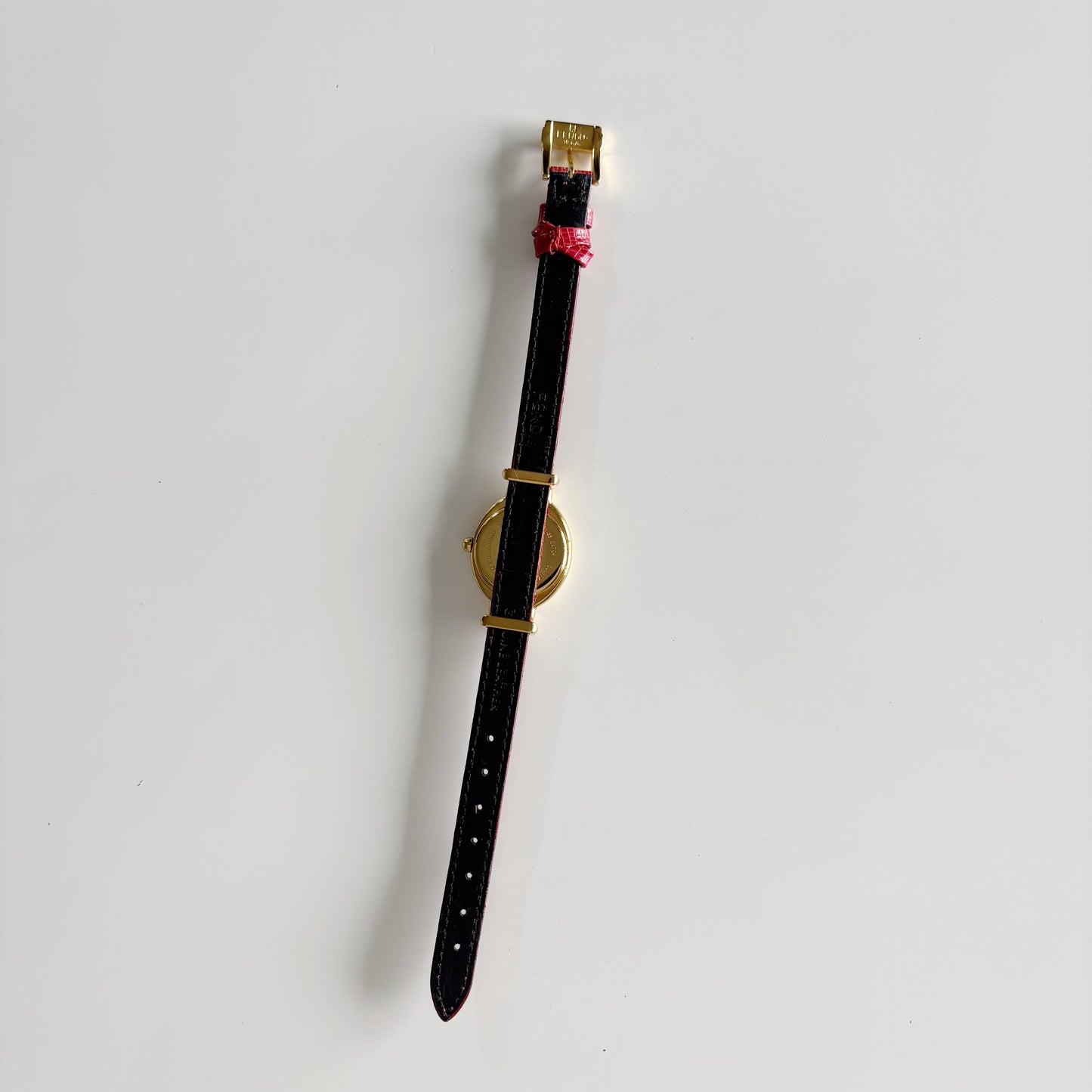 Fendi 1990s Interchangeable Strap Gold Plated Watch with 5 straps, case