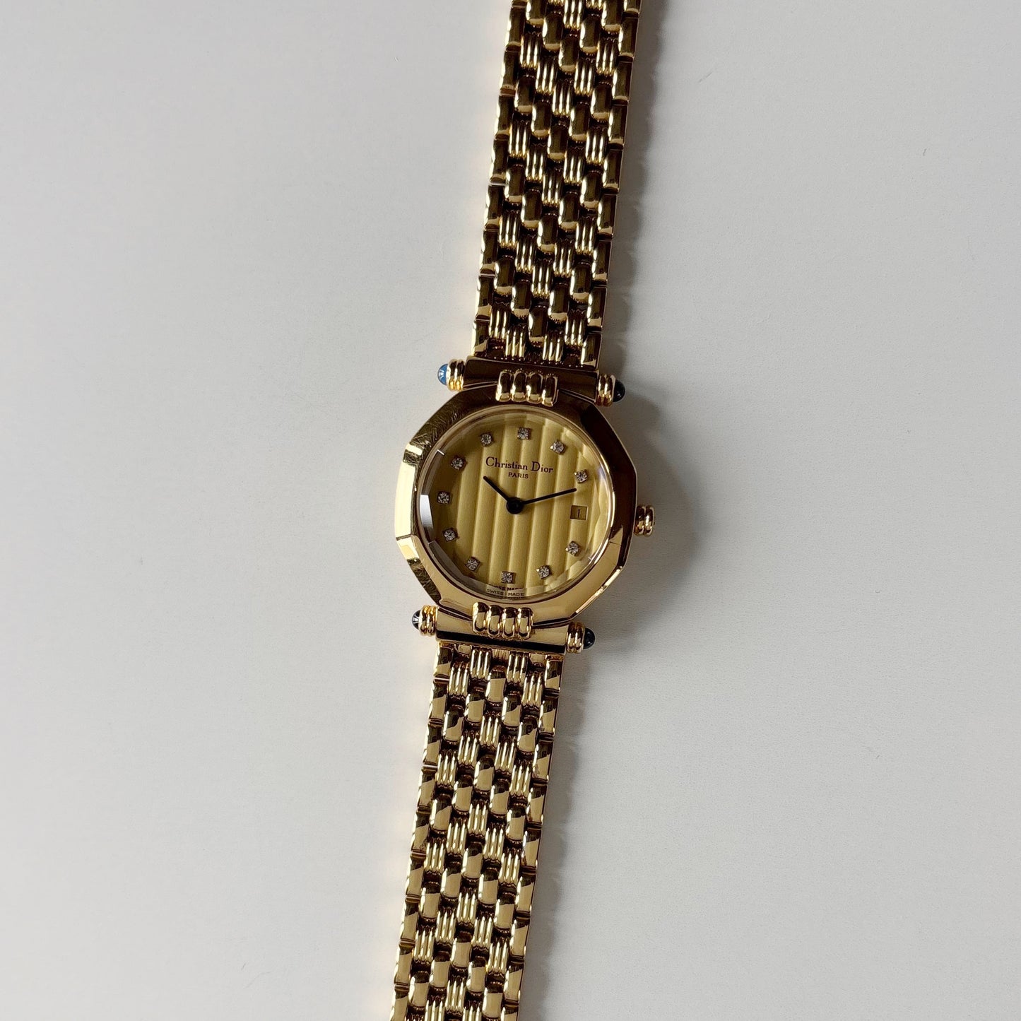 Dior 1990s Octagon Dial Gold Plated Watch
