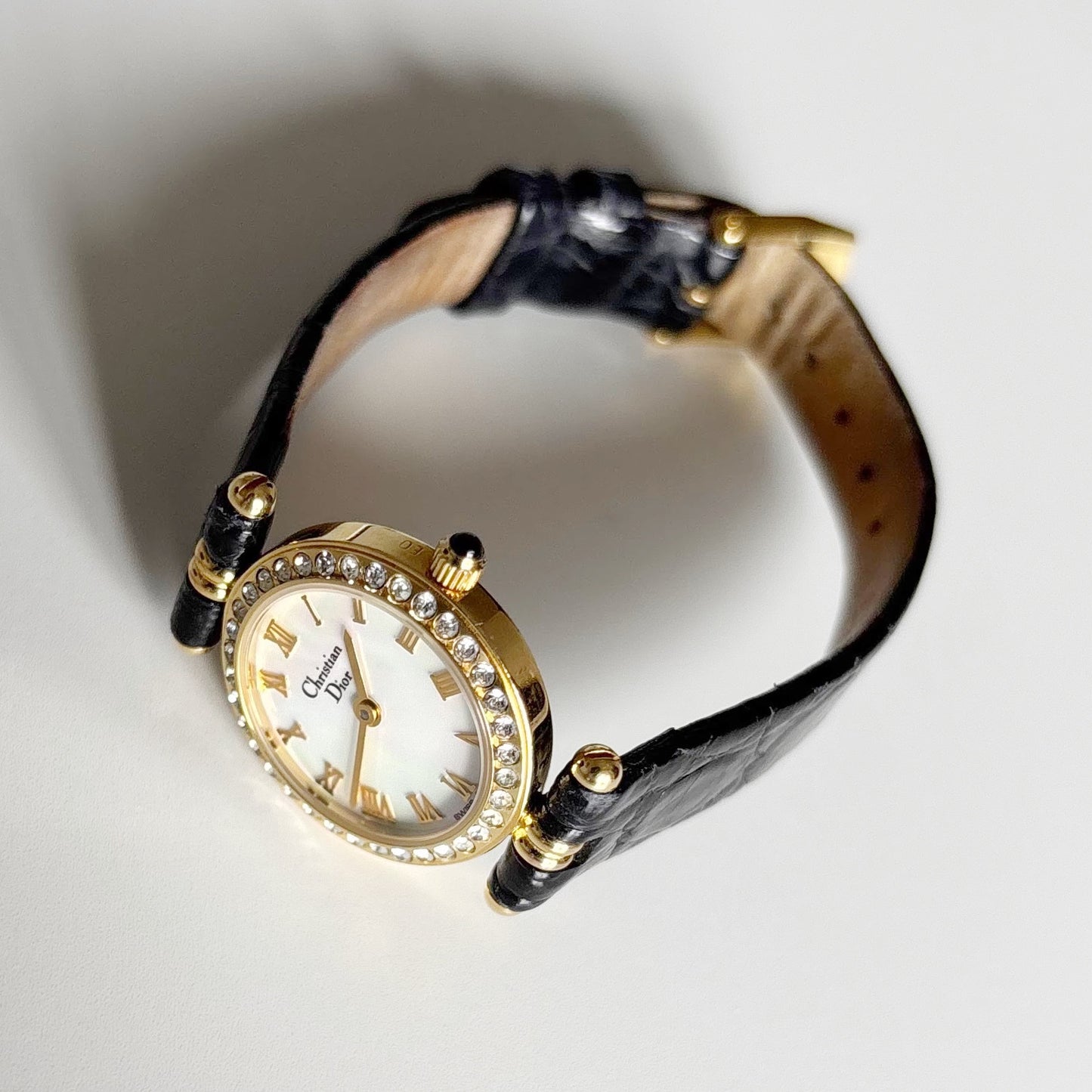 Dior 1990s Seashell Dial Gold Plated Watch