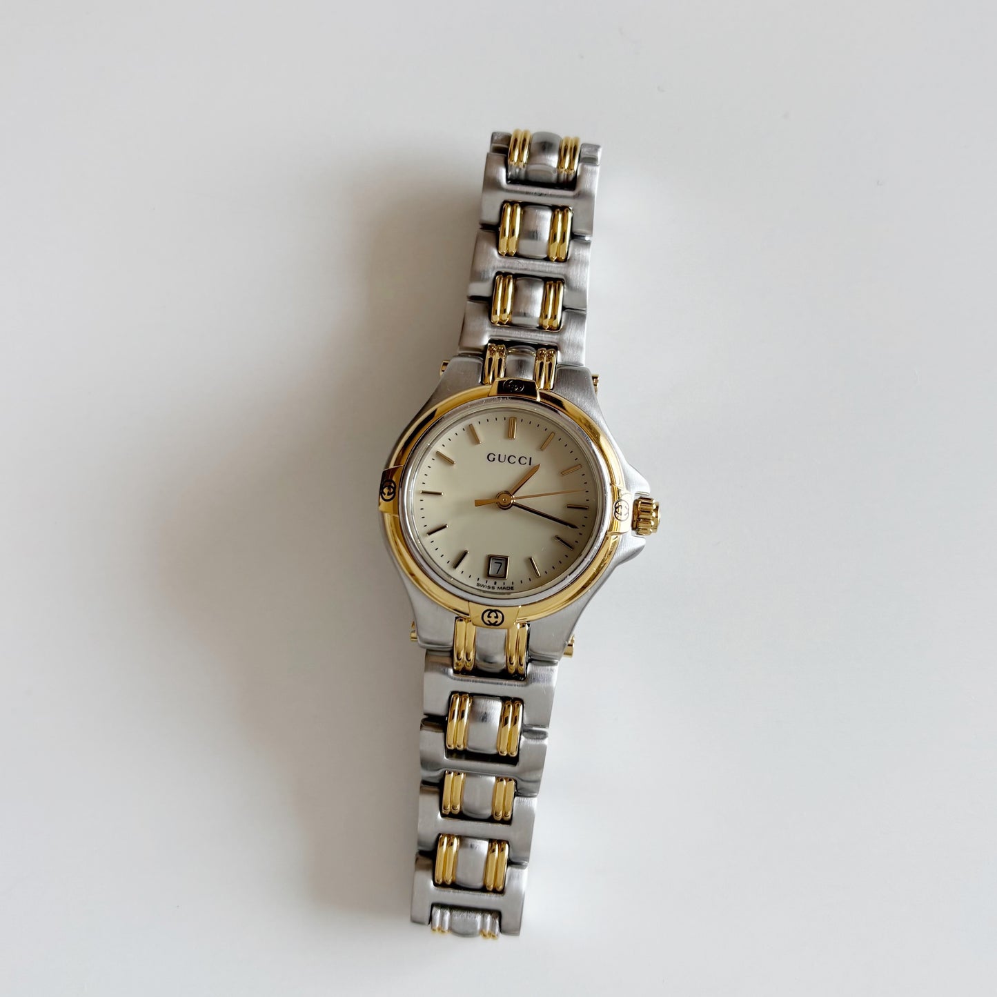 Gucci 1990s Date Gold Plated Two Tone Watch