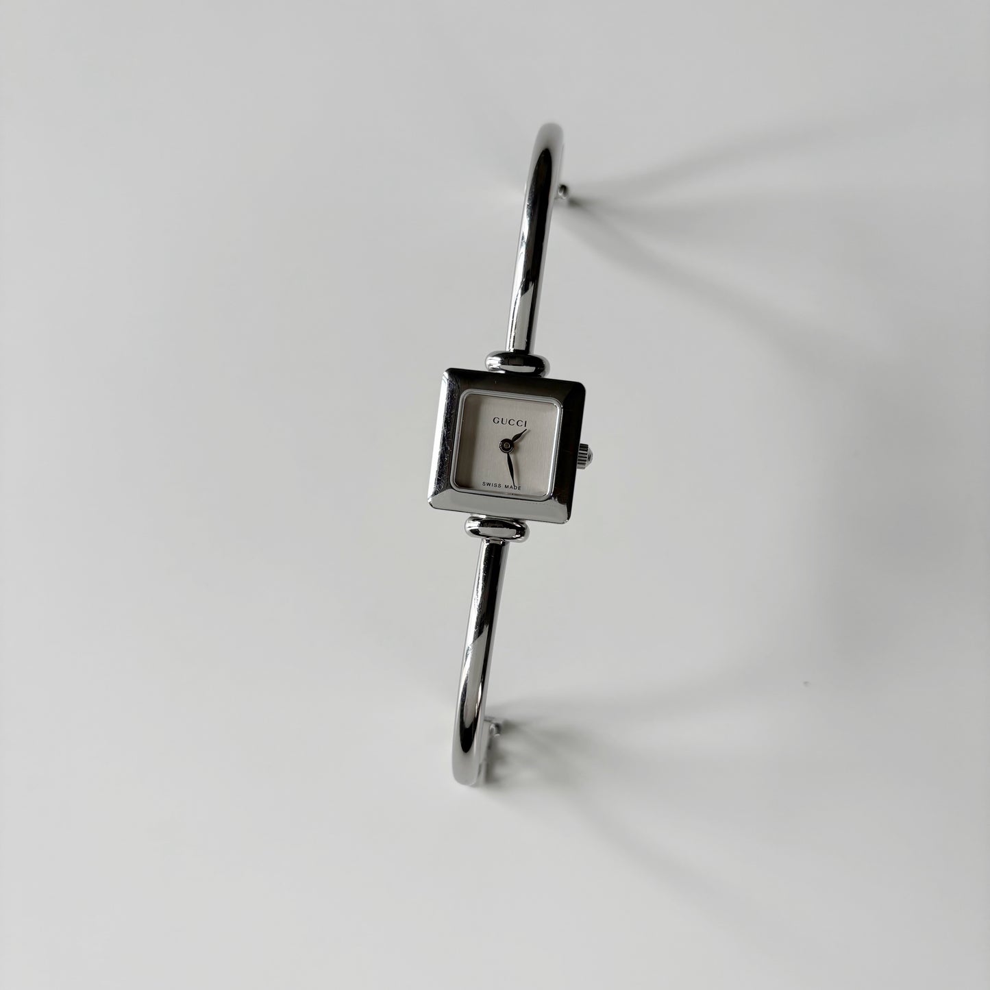 Gucci 1990s Square Dial Silver Bangle Watch