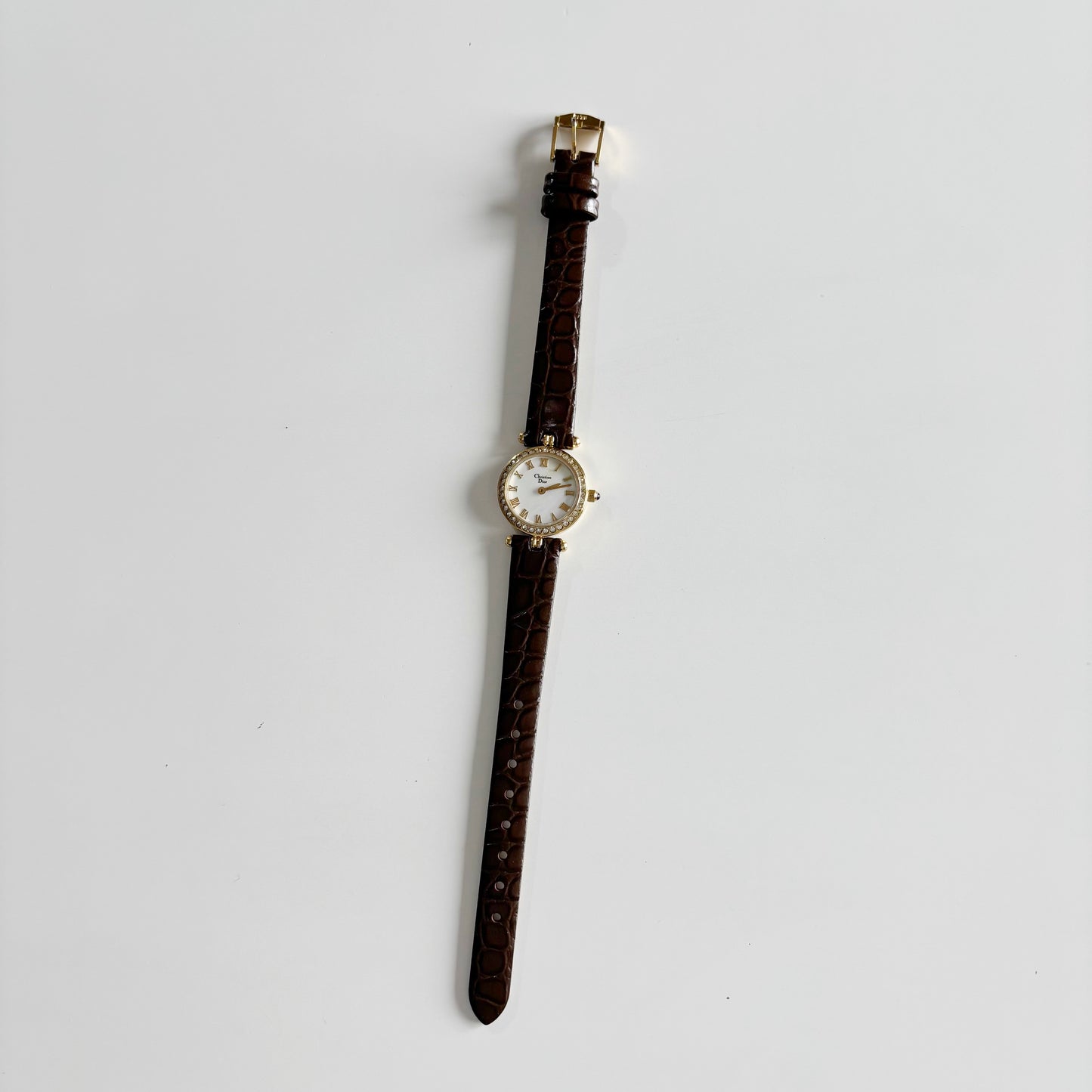 Dior 1990s Seashell Round Dial Gold Plated Watch
