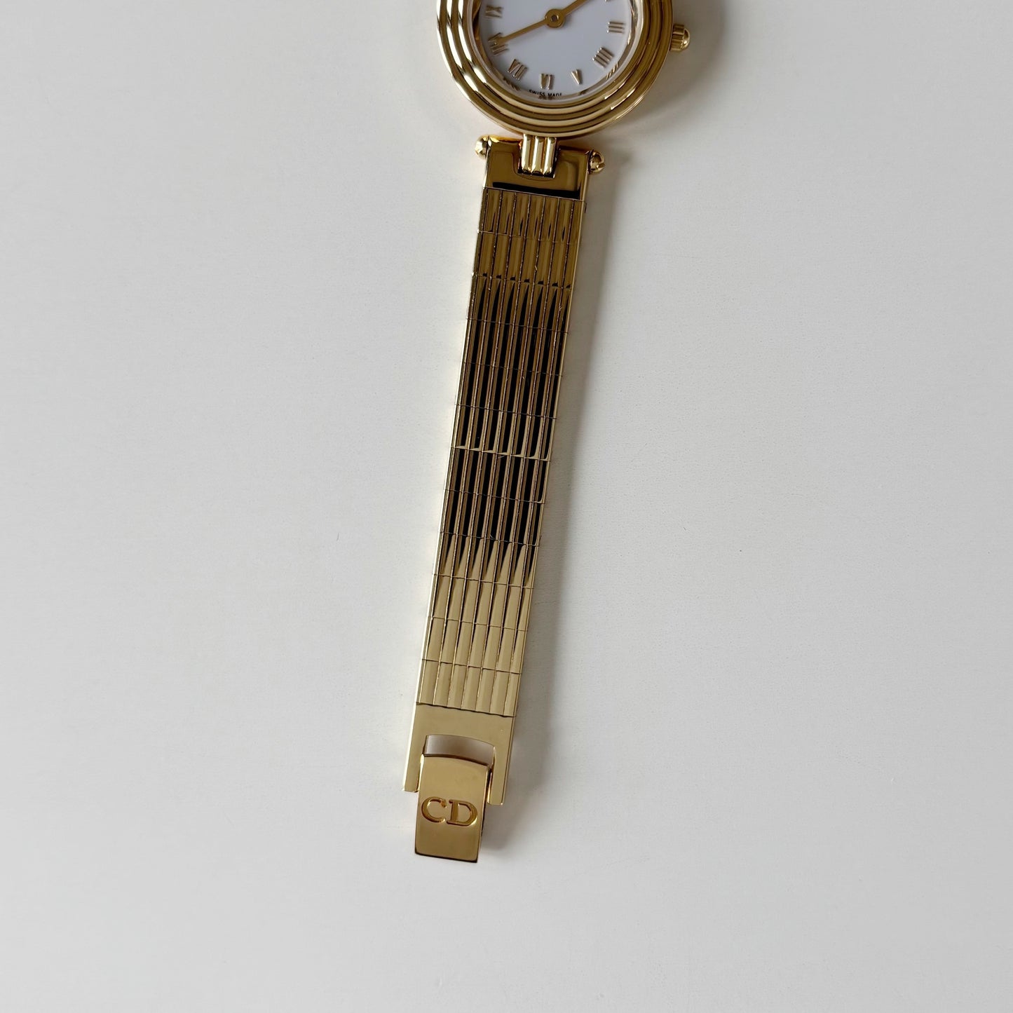 Dior 1990s Round Dial Gold Plated Watch
