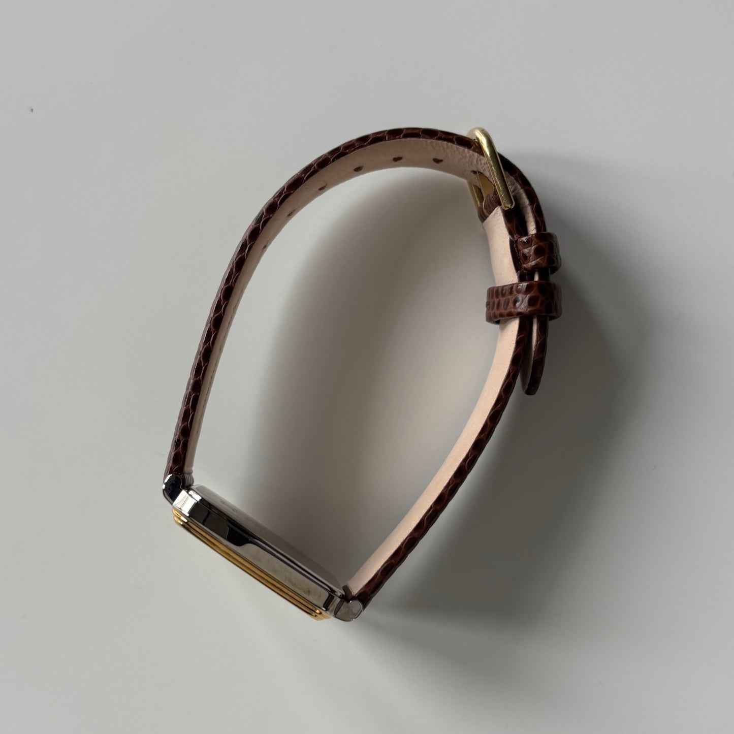 Celine 1980s Rectangular Dial Two Tone Watch (Large)