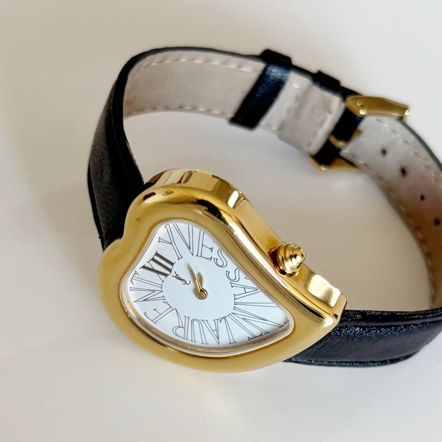Yves Saint Laurent 1990s Heart Shaped Gold Plated Watch