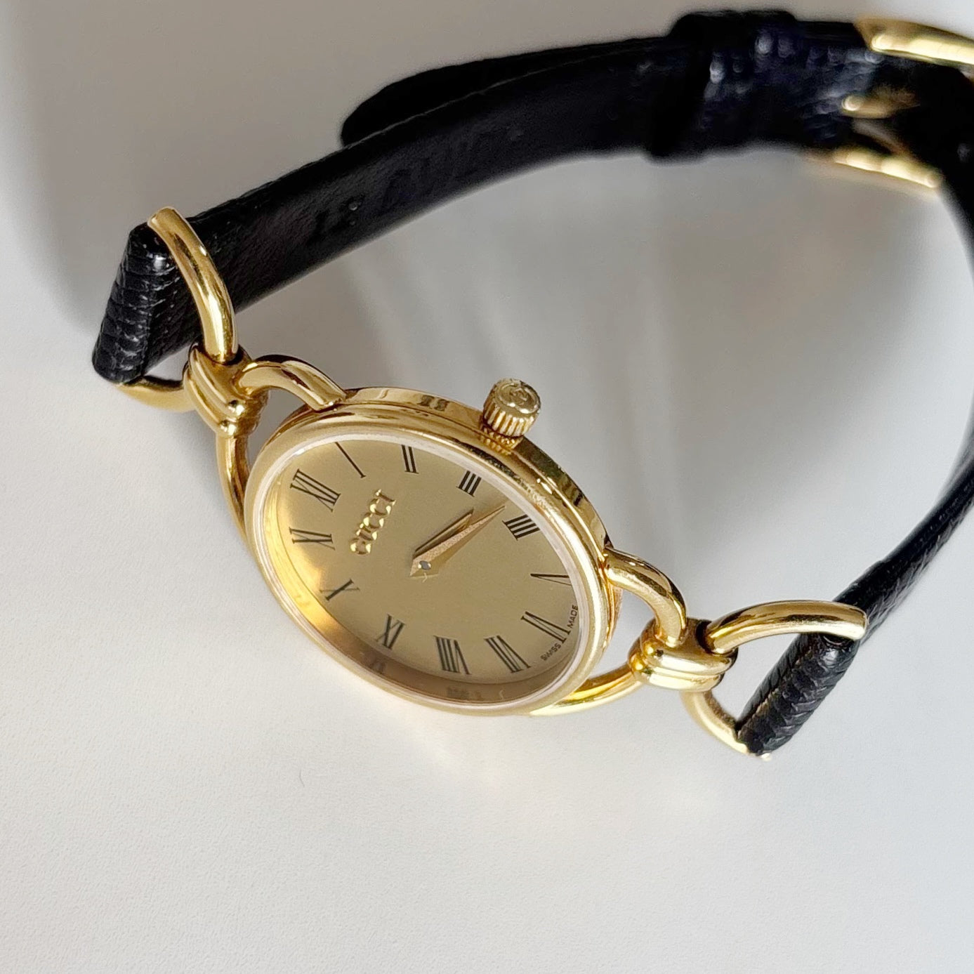 Gucci 1990s Gold Dial Horsebit Gold Plated Watch