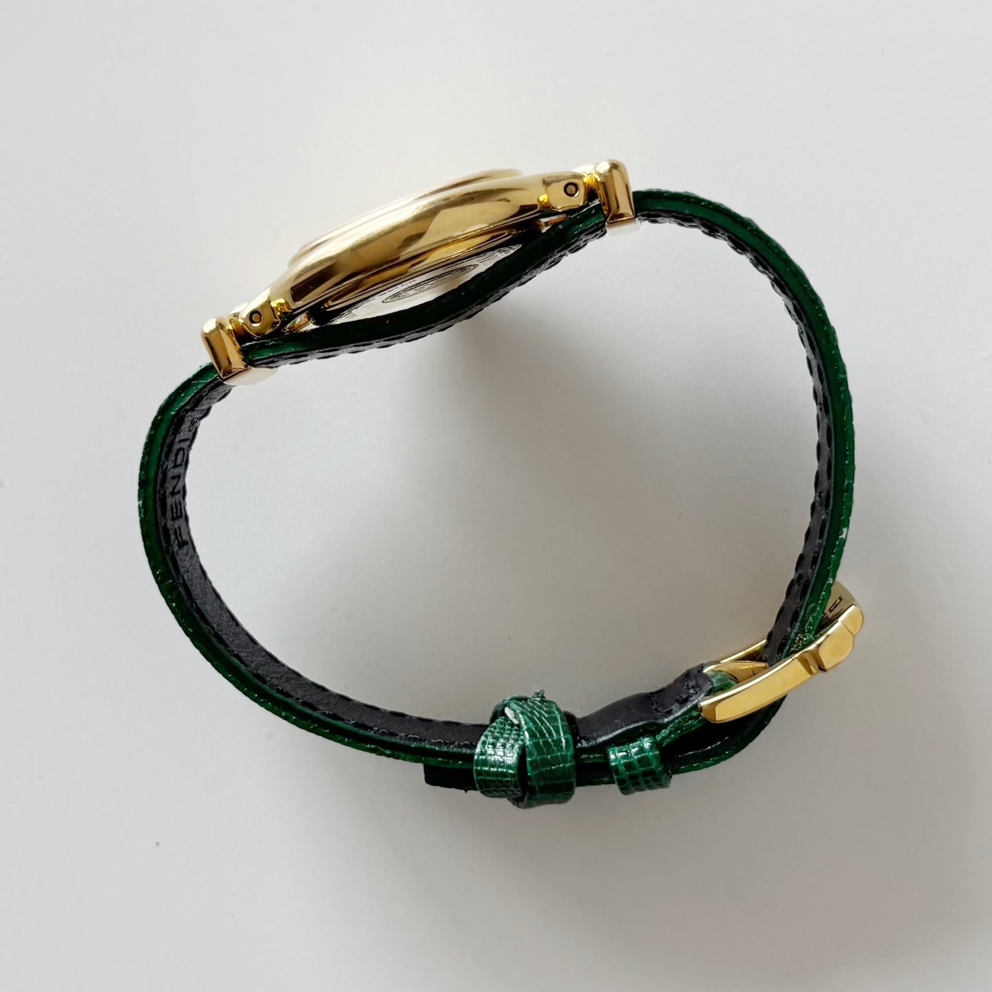 Fendi 1990s Interchangeable Belt Gold Plated Watch with 5 belts, case