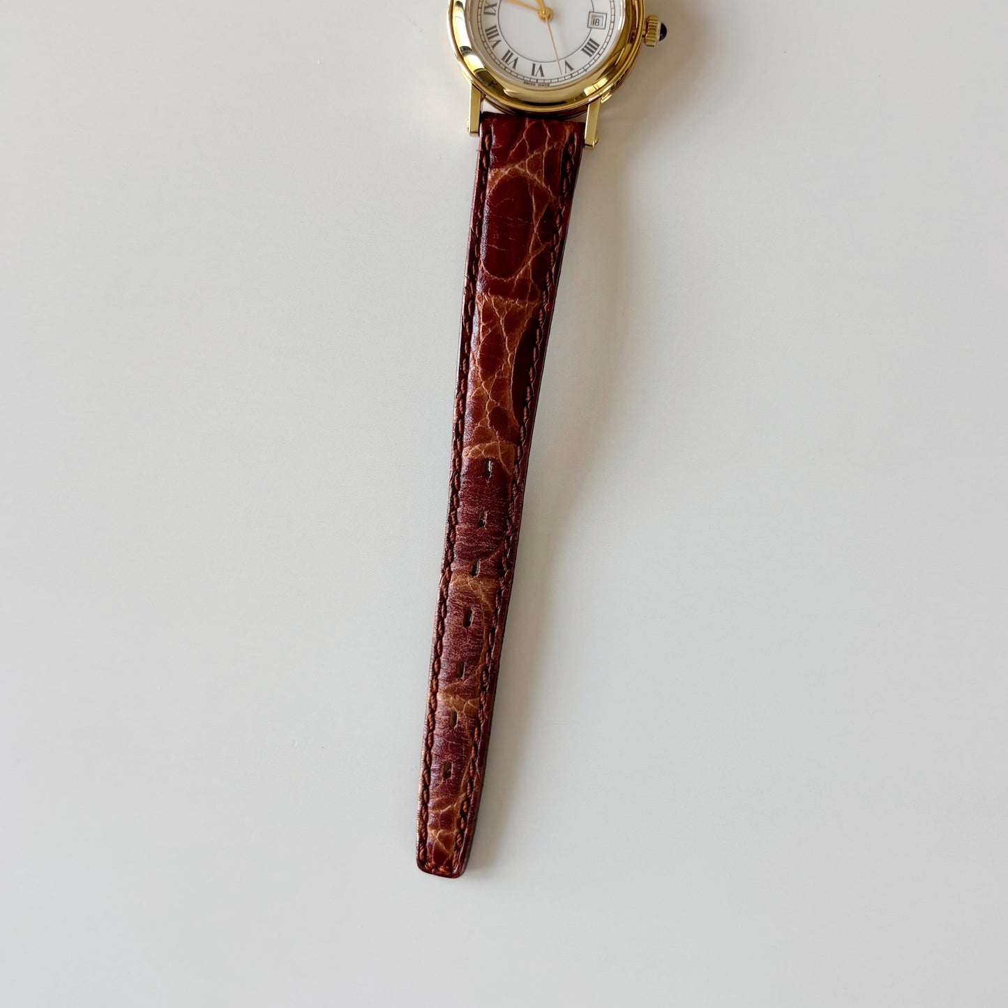 Gucci 1990s Date Round Dial Gold Plated Watch