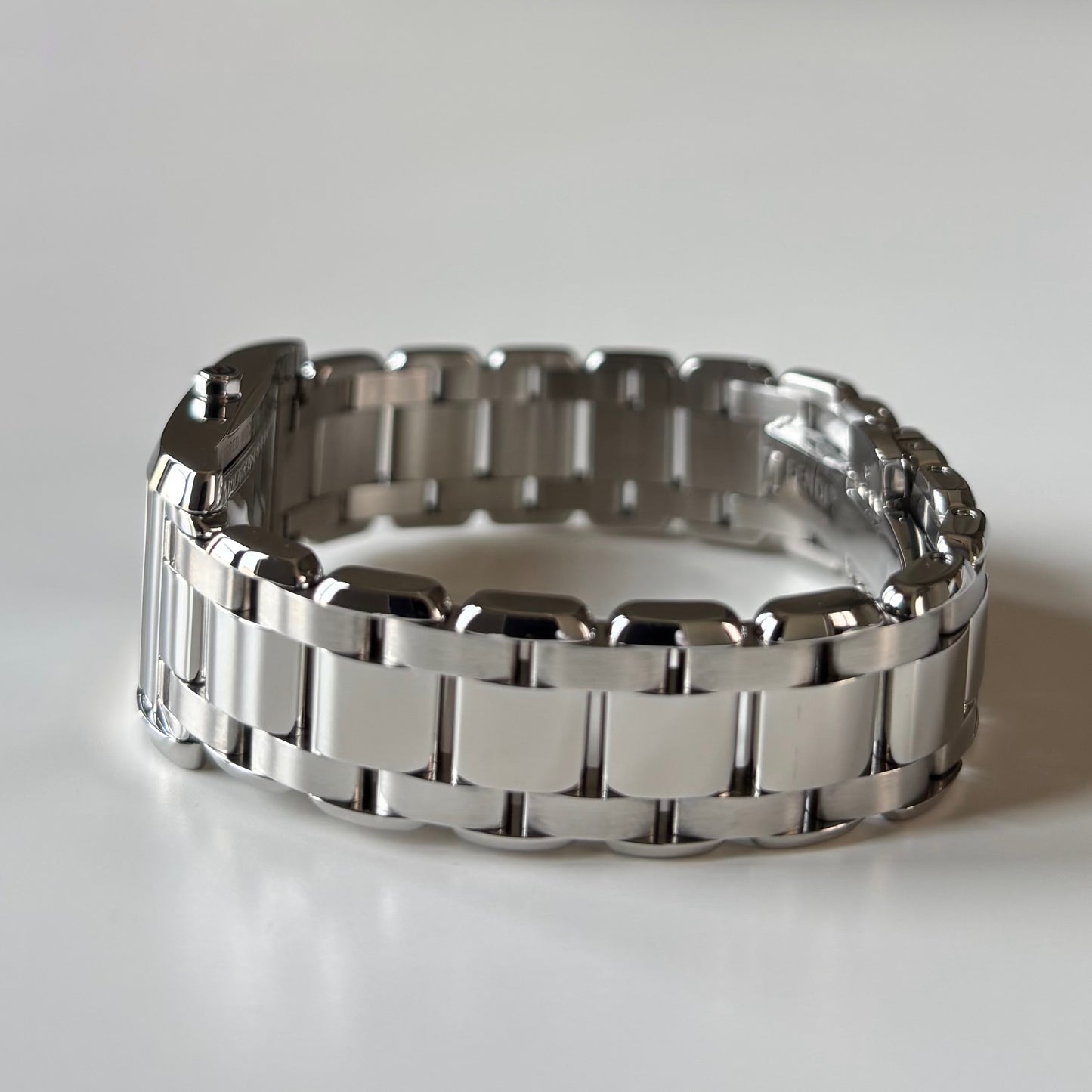 Fendi 1990s Seashell Dial Stainless steel Tank Watch