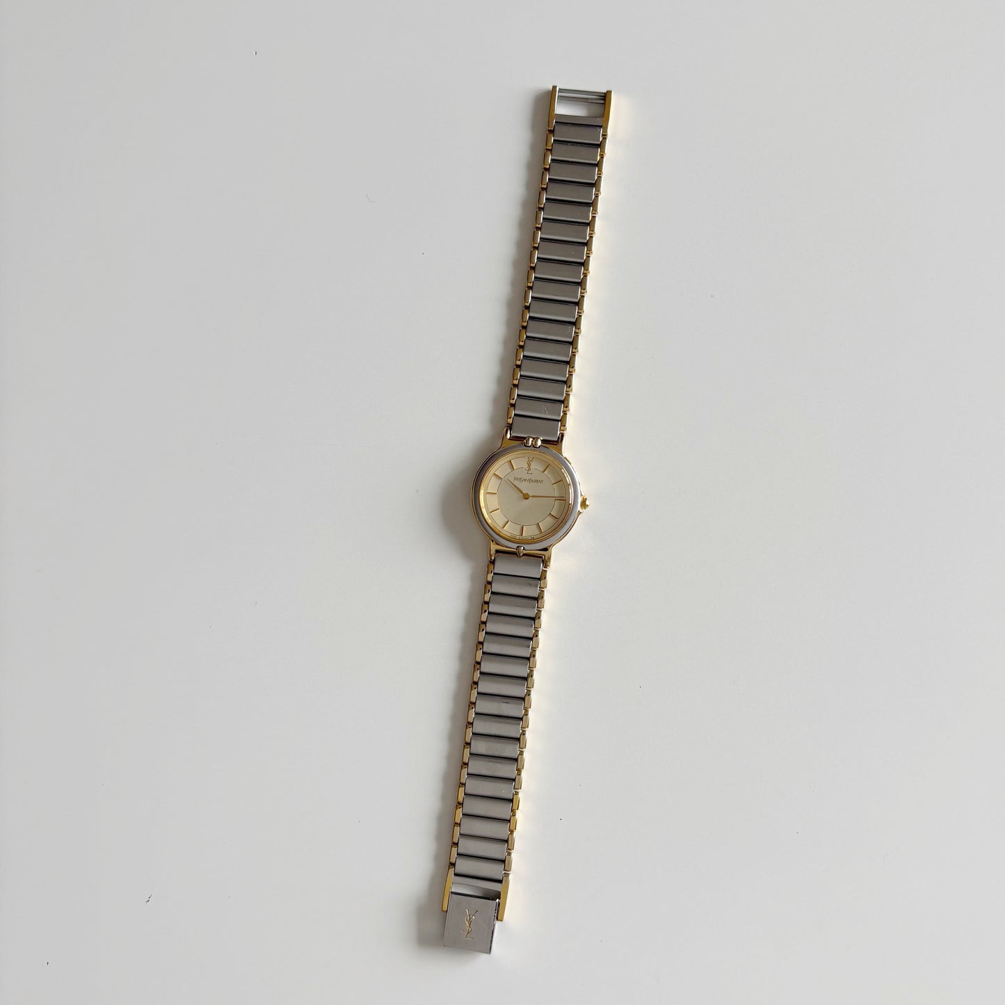 Yves Saint Laurent 1990s Round Dial Two Tone Watch
