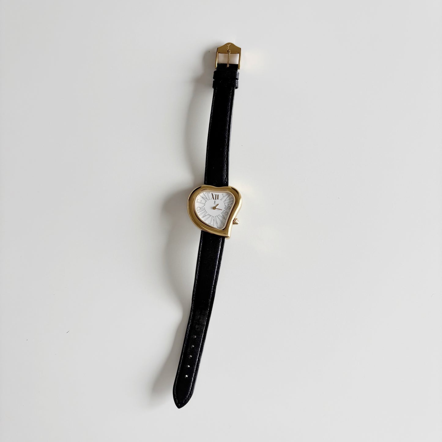 Yves Saint Laurent 1990s Heart Shaped Dial Gold Plated Watch