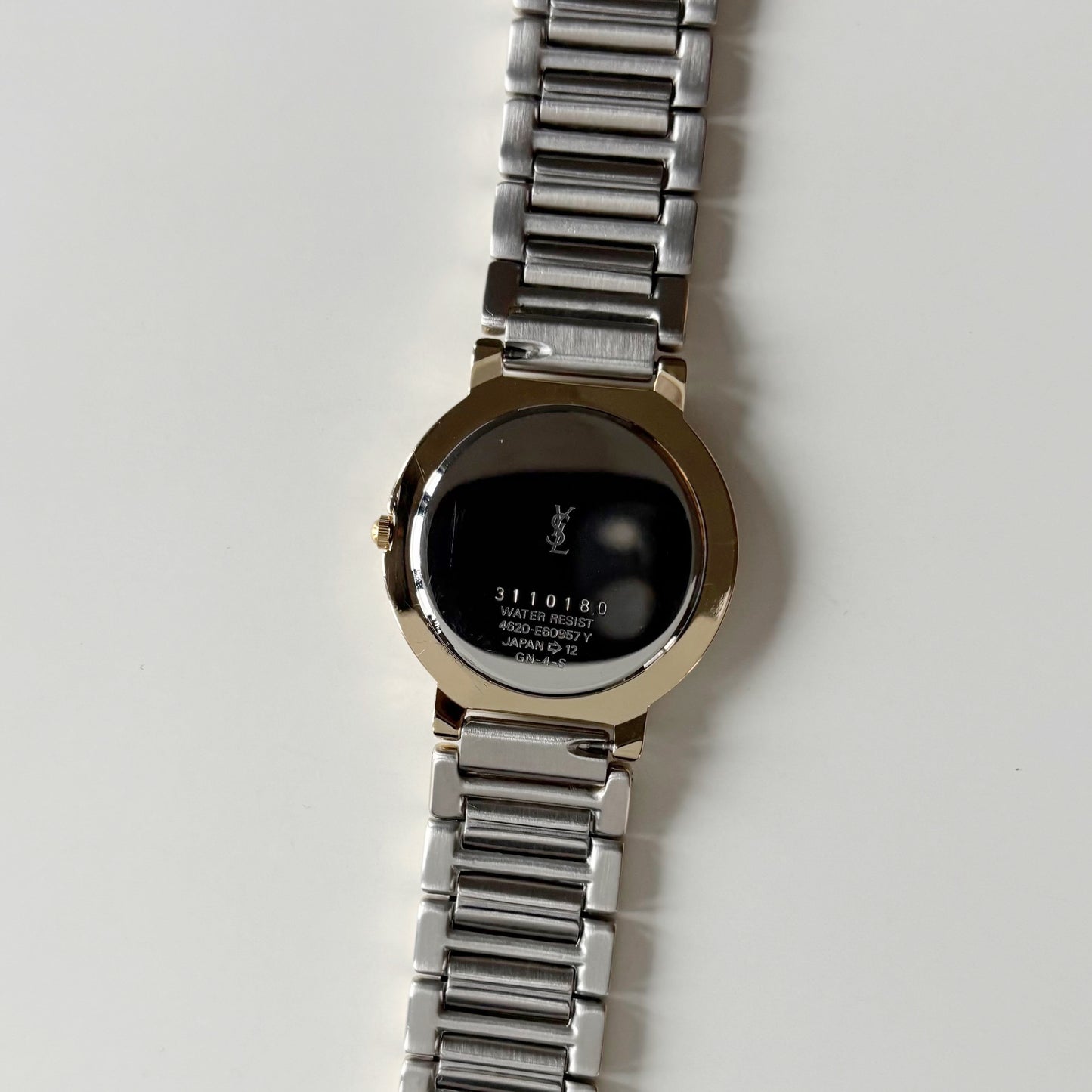 Yves Saint Laurent 1990s Cream Round Dial Two Tone Watch (Large)