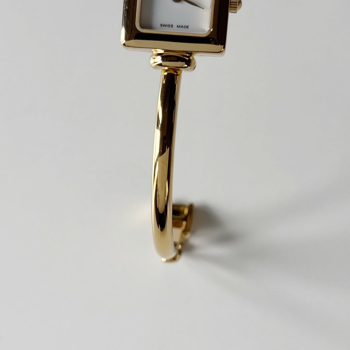 Gucci 1990s Square Dial Gold Plated Bangle Watch