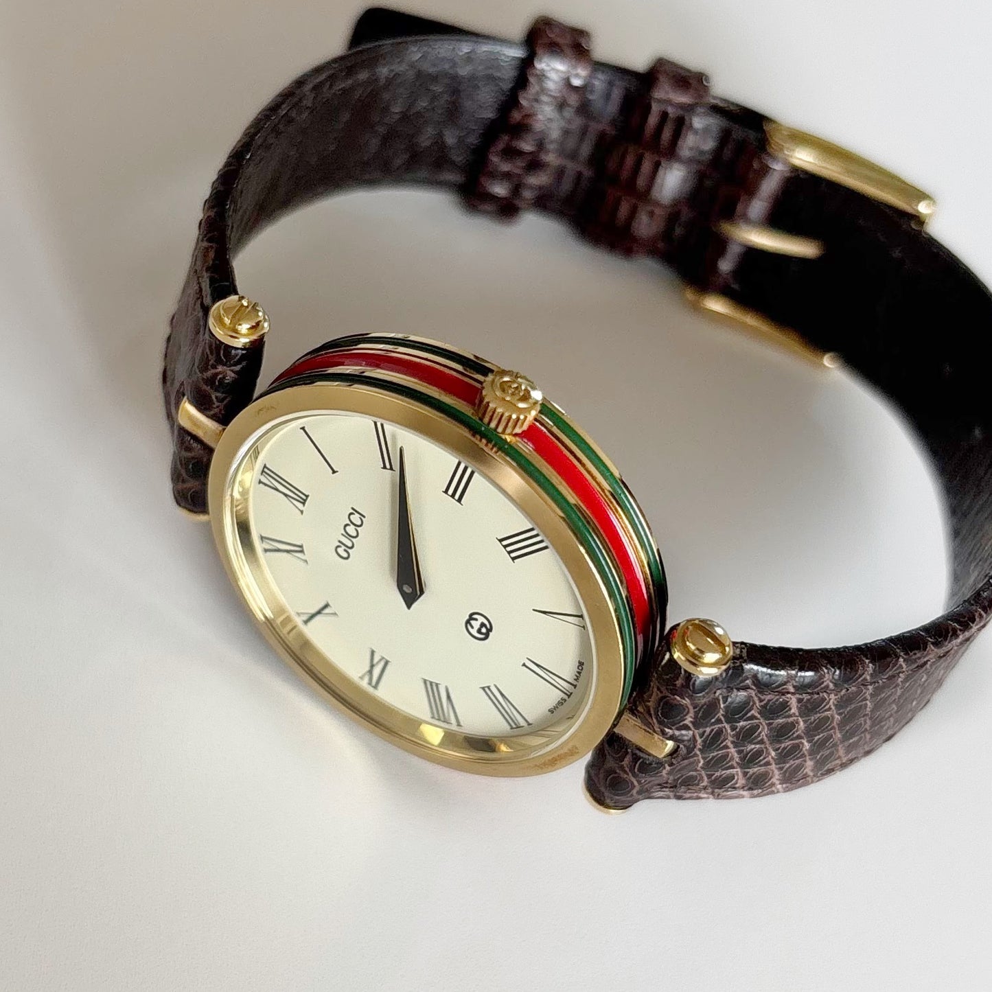 Gucci 1980s Sherry Round Dial Gold Plated Watch (Large)