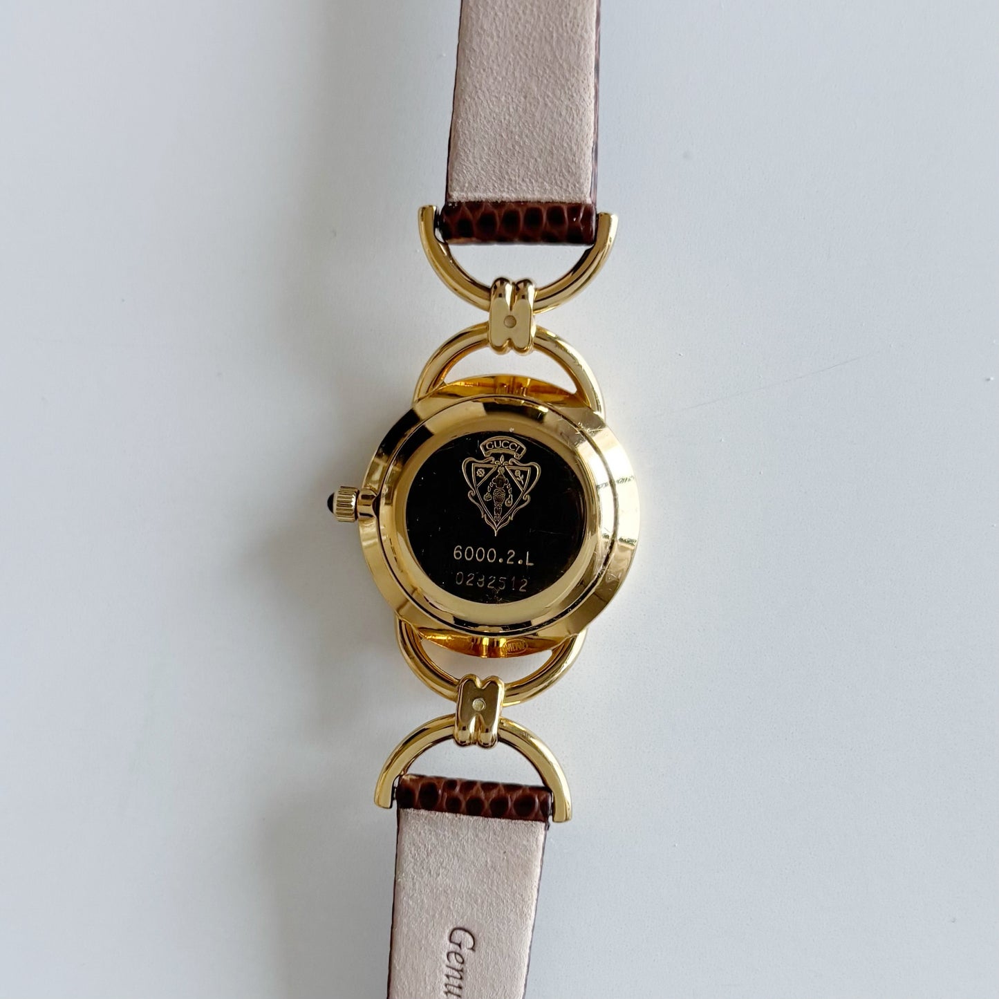 Gucci 1990s Seashell Dial Gold Plated Horsebit Watch