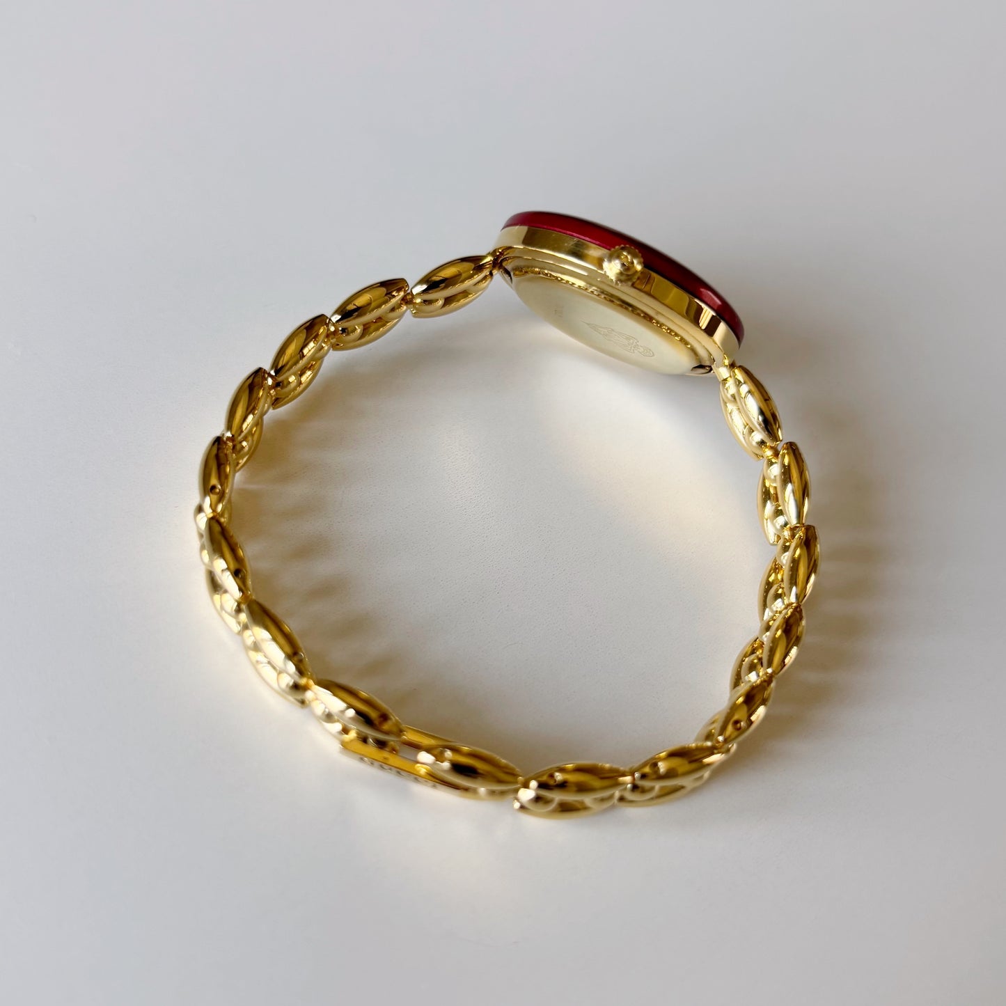 Gucci 1990s Interchangeable Bezel Gold Plated Rice Chain Watch with case, 6 bezels (160mm)