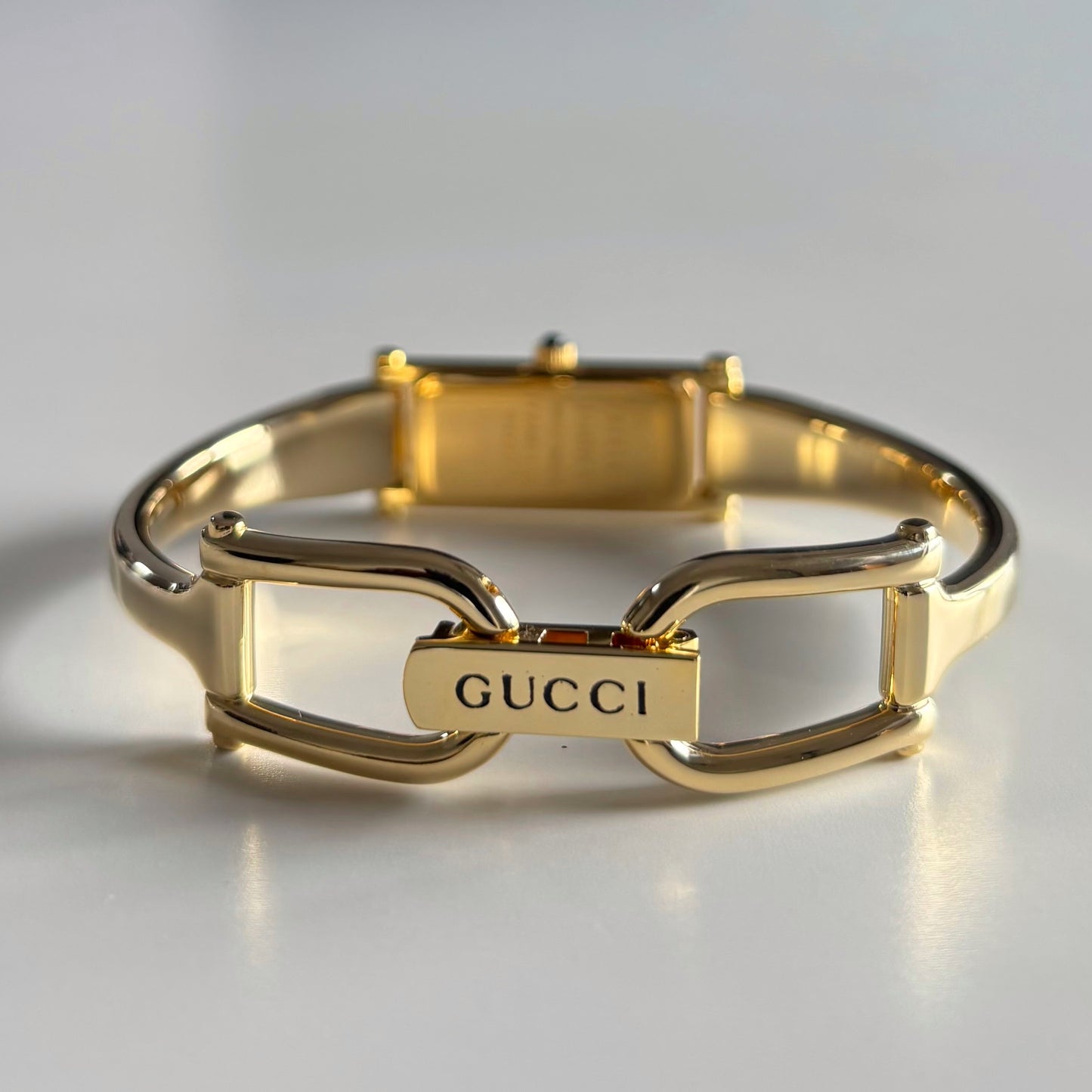 Gucci 1990s Gold Dial Gold Plated Bangle Watch