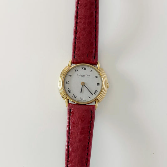 Dior 1990s CD Logo Round Dial Gold Plated Watch