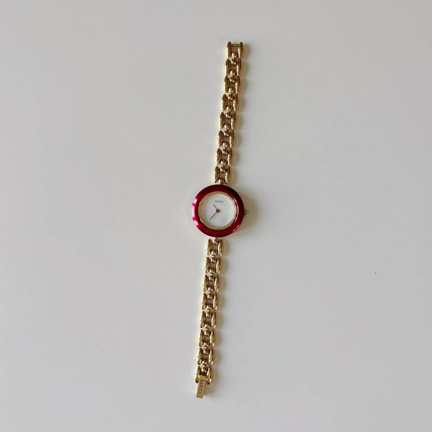 990s Interchangeable Bezel Gold Plated Rice Chain Watch with case, 6 bezels (160mm)