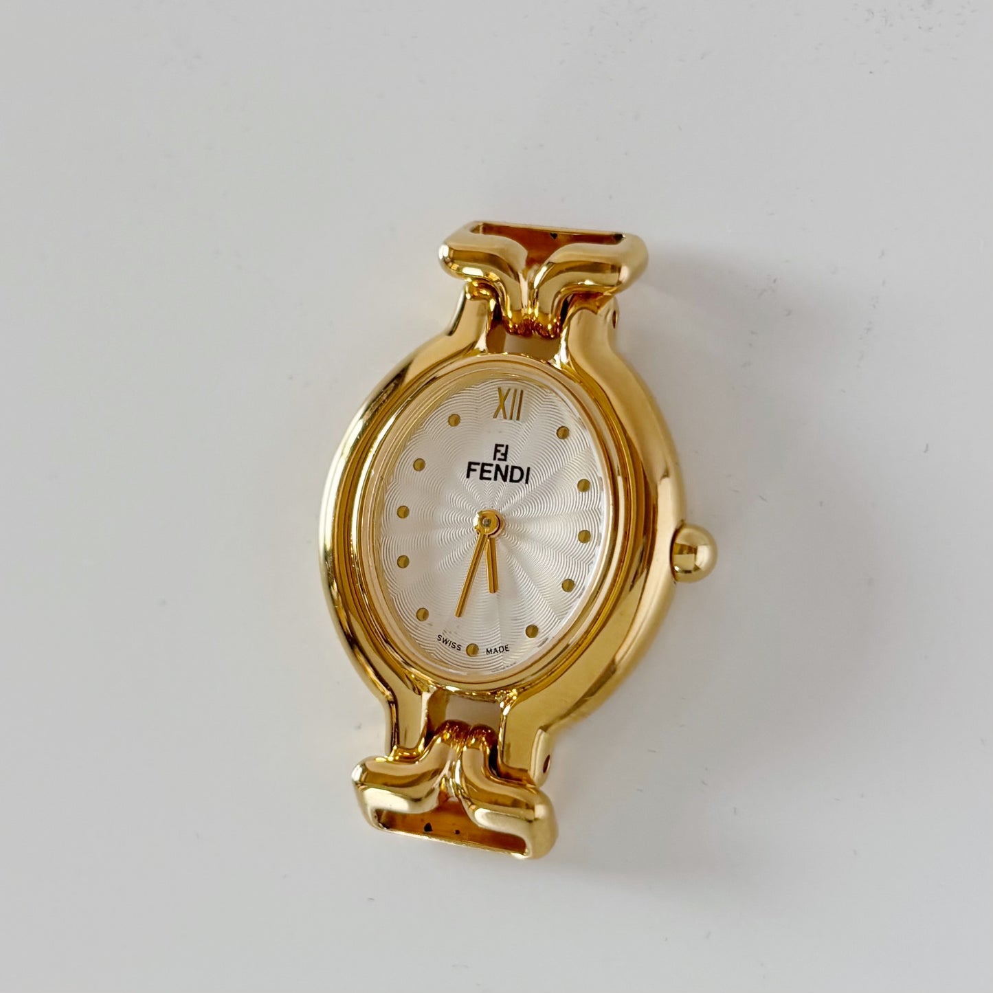 Fendi 1990s Interchangeable Strap Gold Plated Watch with 5 straps, case