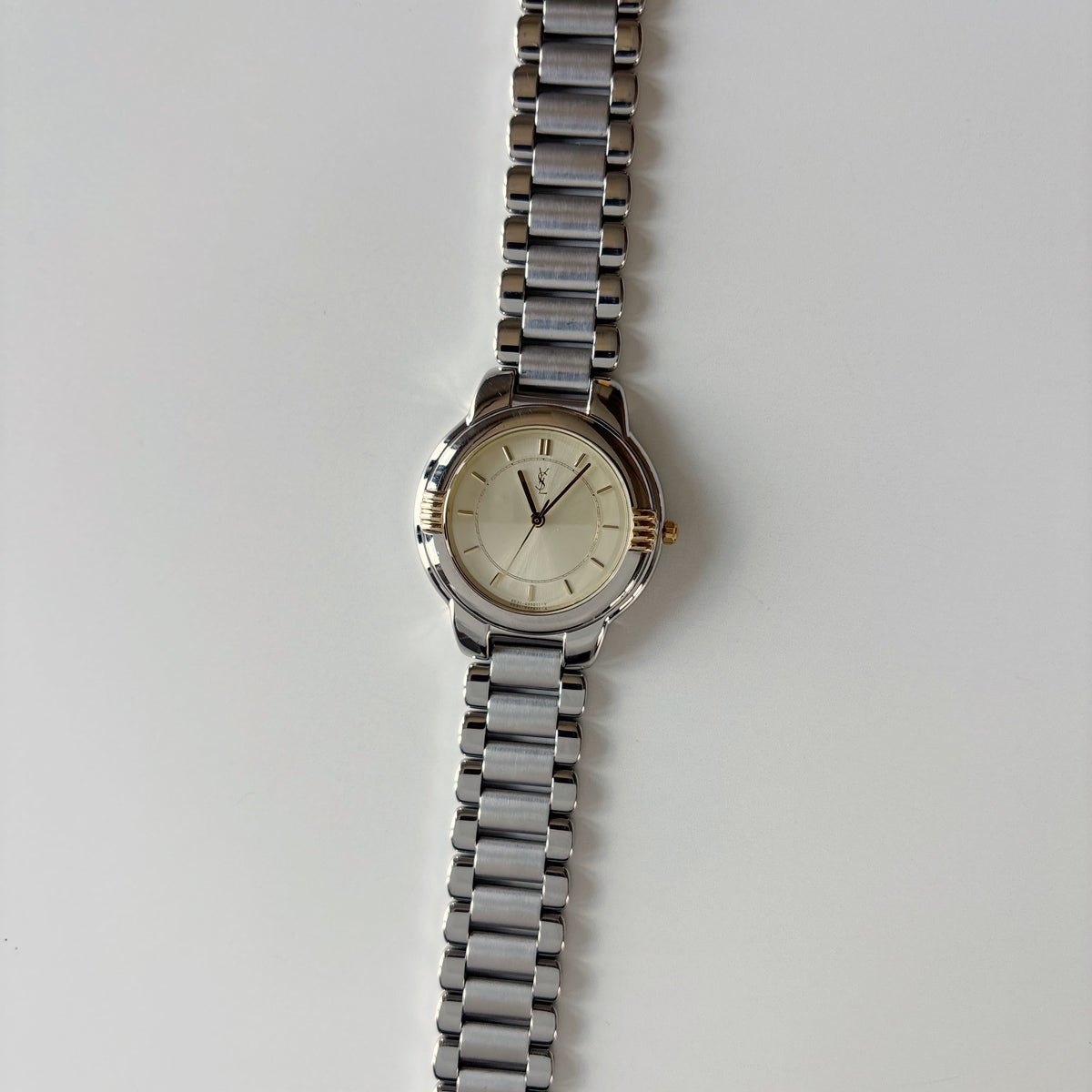 Yves Saint Laurent 1990s Round Dial Two-Tone Gold-Plated Watch (Large)